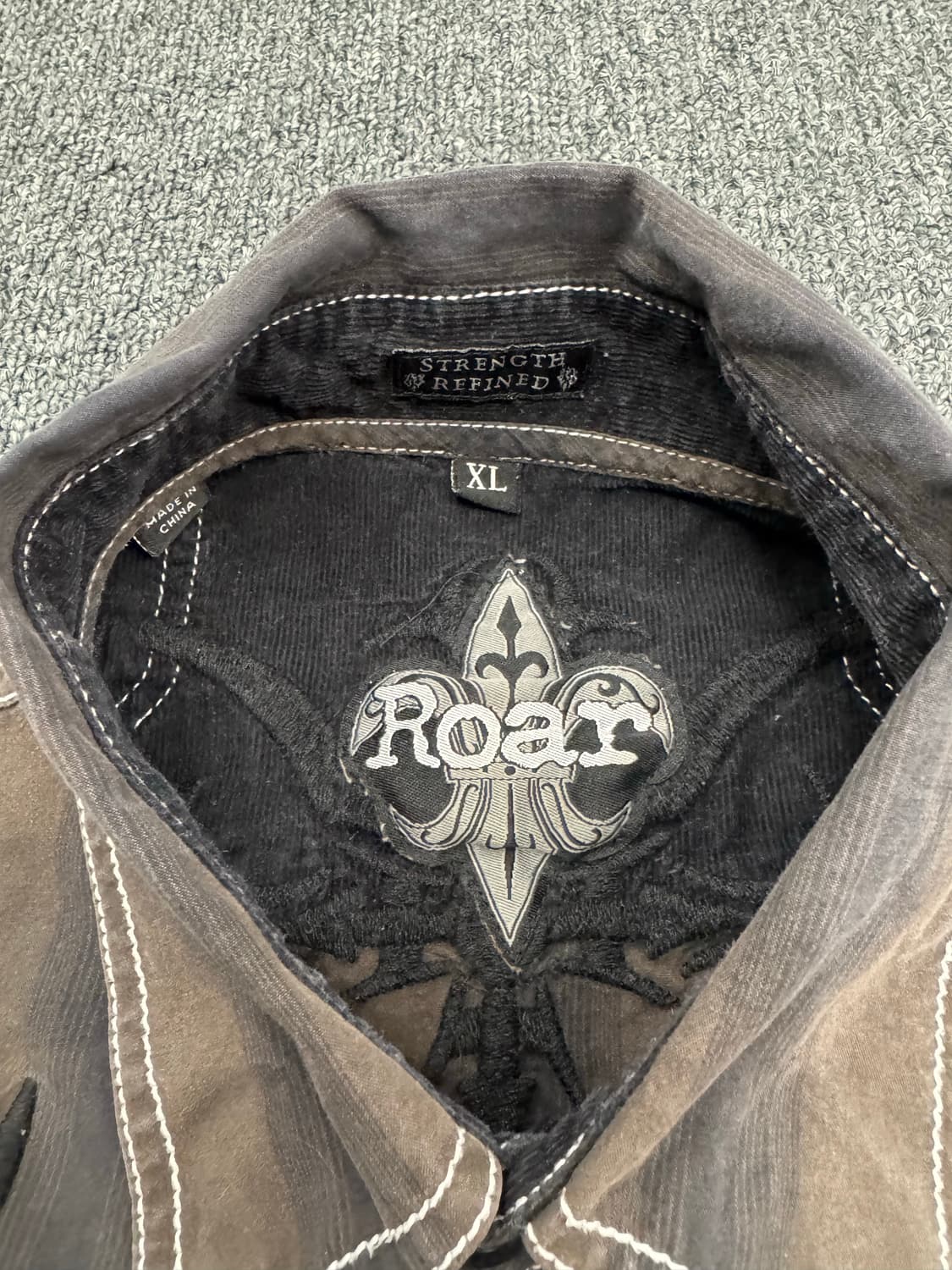 XL)Roar 빈티지 패턴 자수 스트라이프 긴팔셔츠 상품이미지4