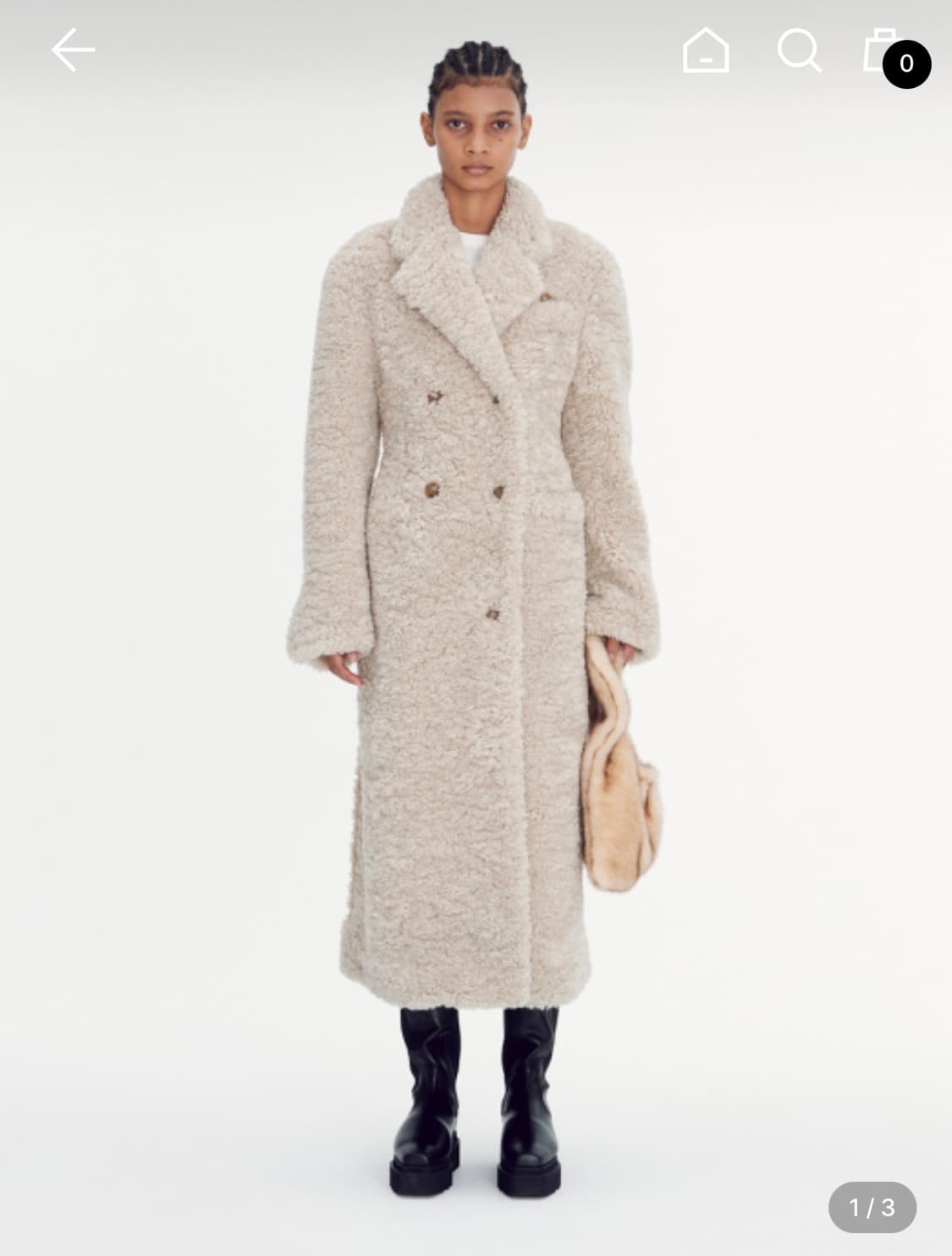 렉토 에코 퍼 더블 브레스트 테디 코트 S 상품이미지1