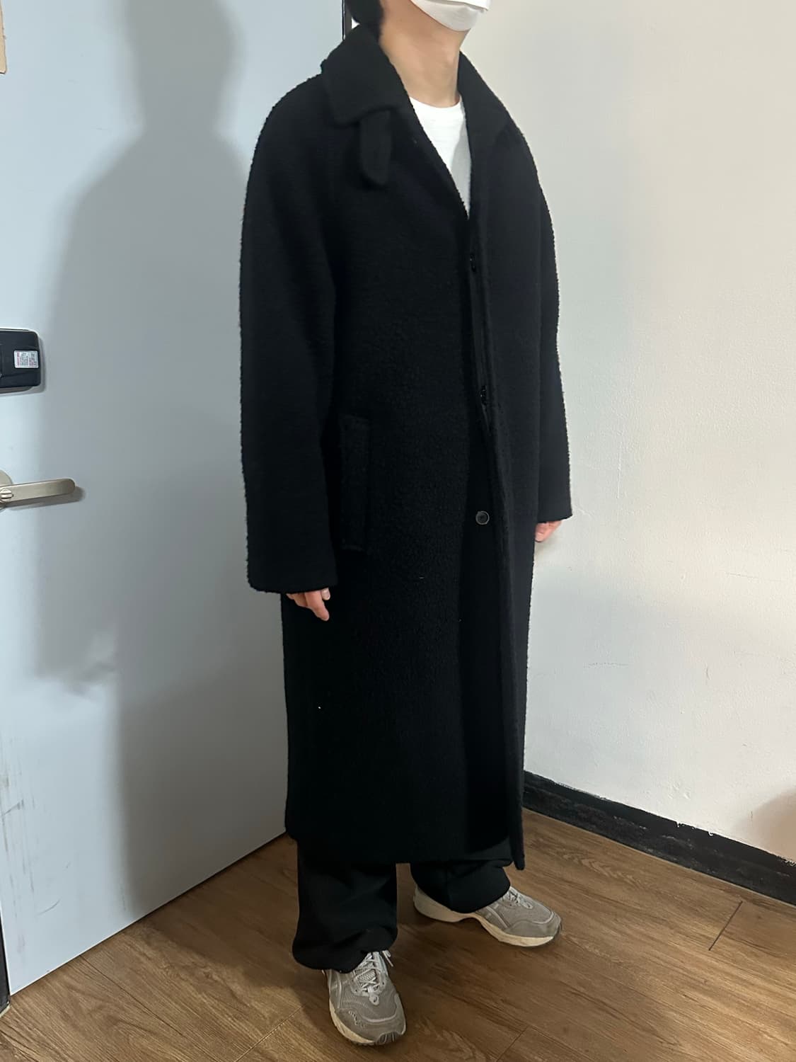 누아클레 울 부클 발마칸 코트 블랙  상품이미지4