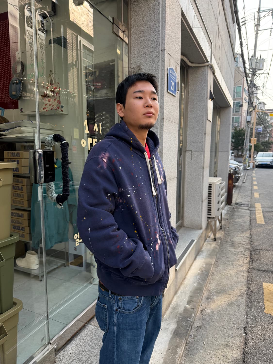Polo painting thermal hood zip-up 상품이미지5