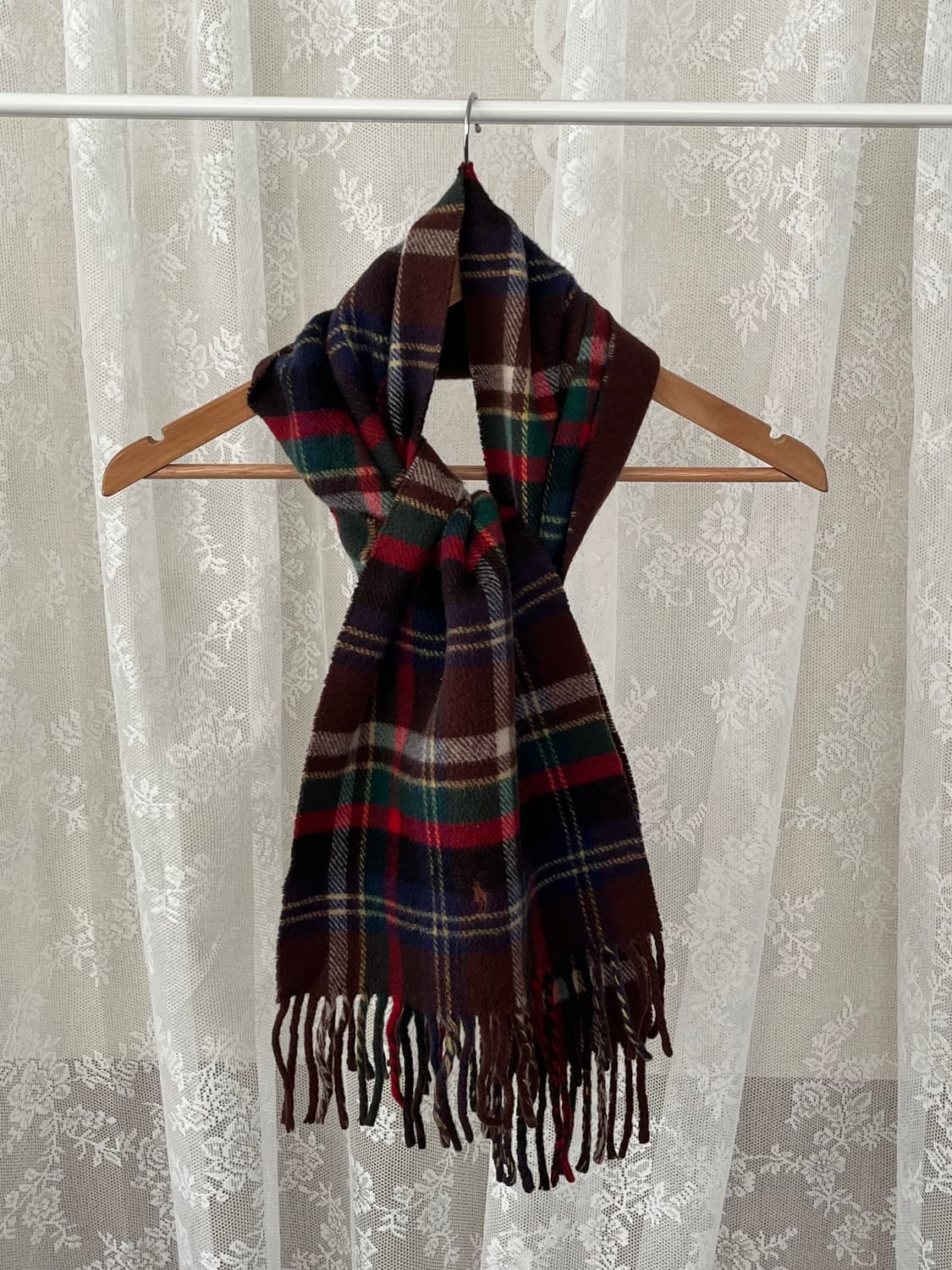 폴로 랄프로렌 타탄 체크 리버시블 머플러 브라운 상품이미지1