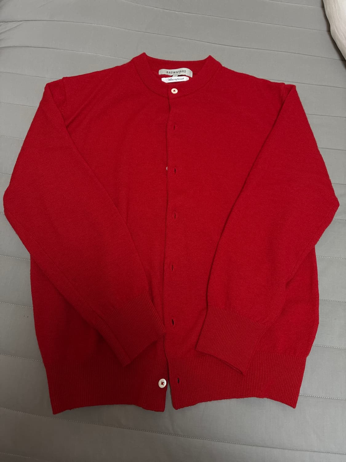브라운야드 라운드 가디건 레드 3사이즈 상품이미지4