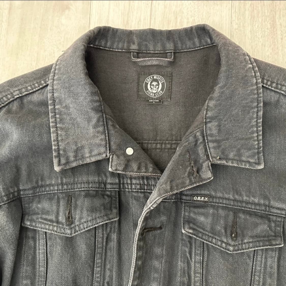 오베이 흑청 데님 자켓 L 판매합니다 OBEY MISFITS 상품이미지2
