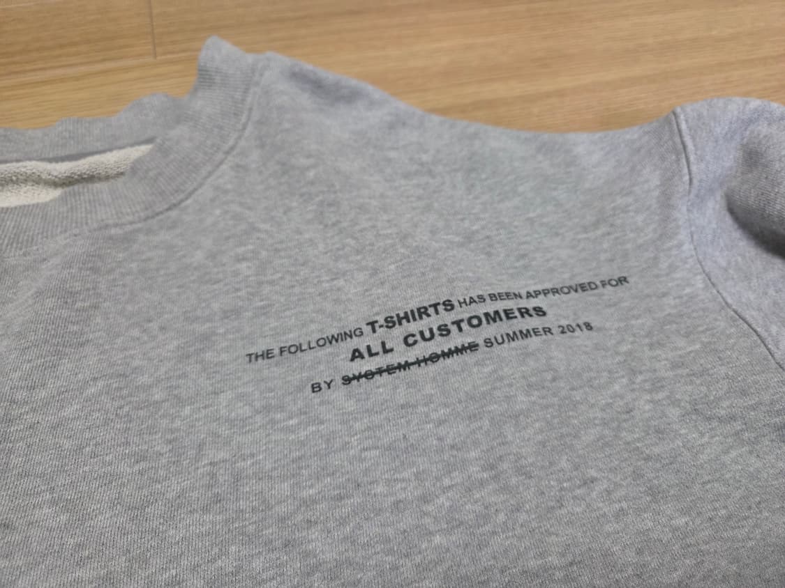 시스템 옴므 래터링 언발 맨투맨 티셔츠 상품이미지3