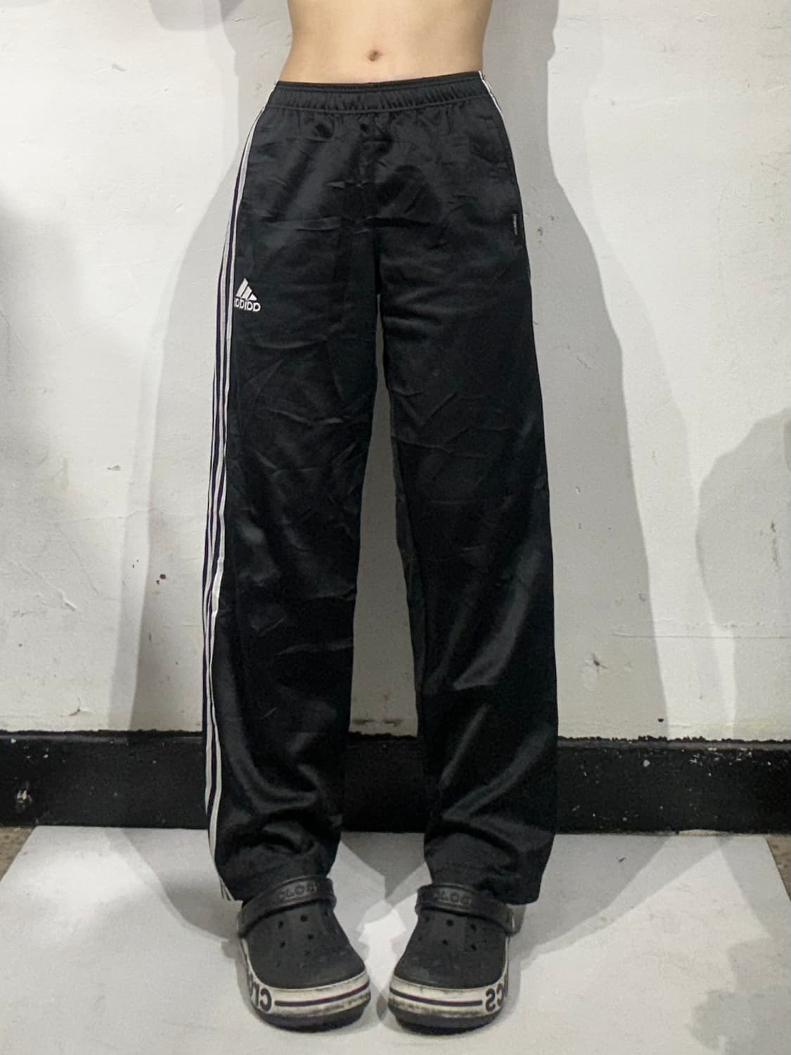 00s 아디다스 블랙 화이트 삼선 와이드 팬츠 상품이미지2
