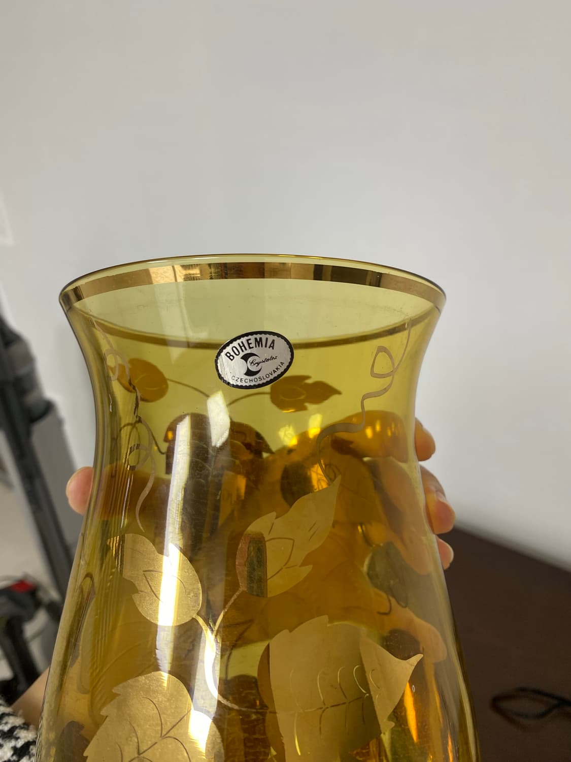 체코 보헤미아 크리스탈 앰버 화병 상품이미지5