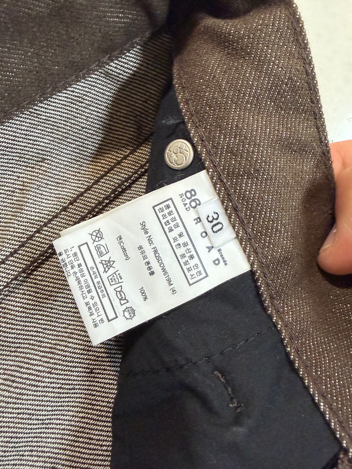 86로드 리얼 와이트 원턱 데님 브라운 상품이미지4