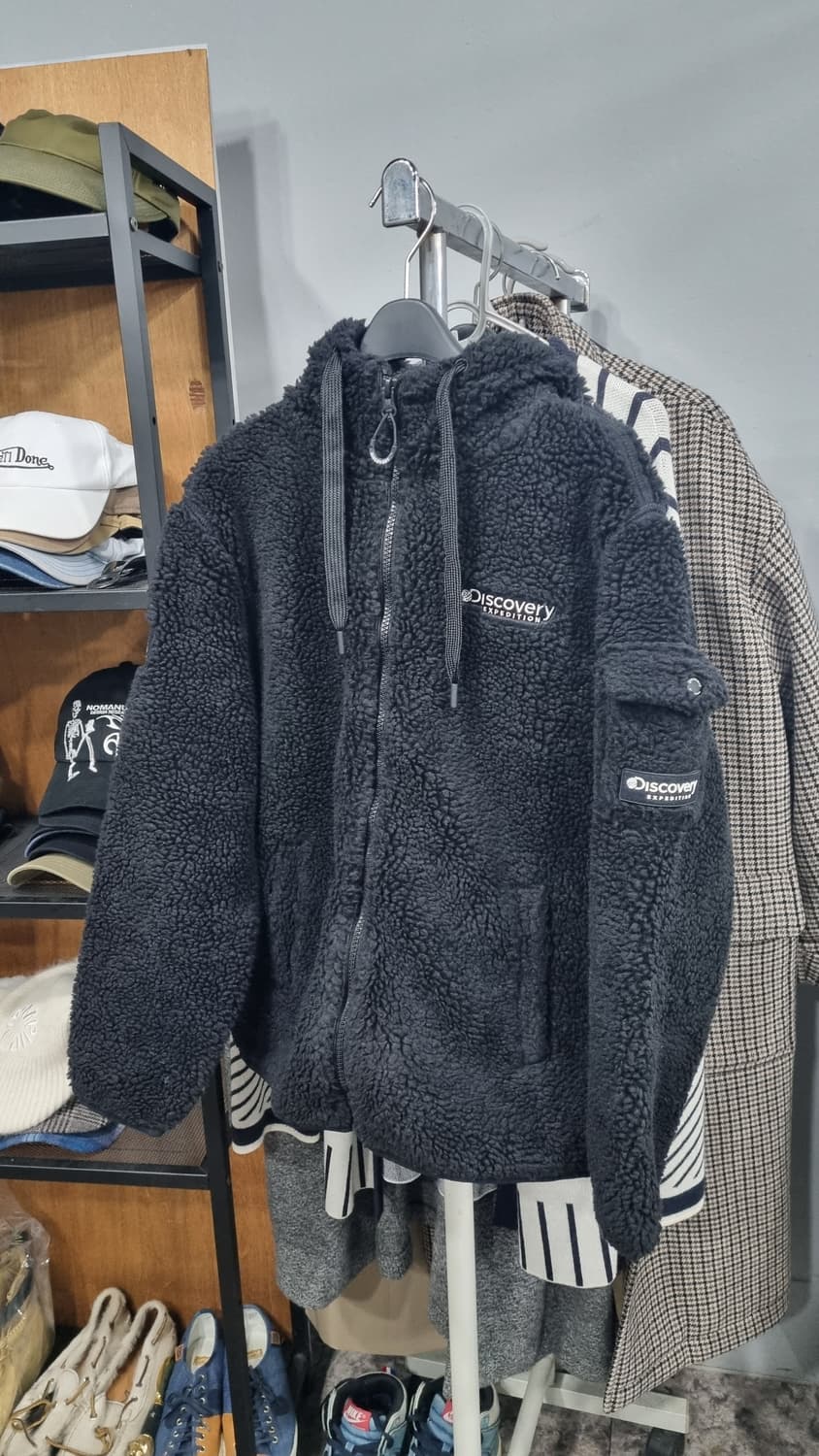 디스커버리 여성용 95사이즈 검정색 뽀그리 후리스 카고 후드자켓 상품이미지1