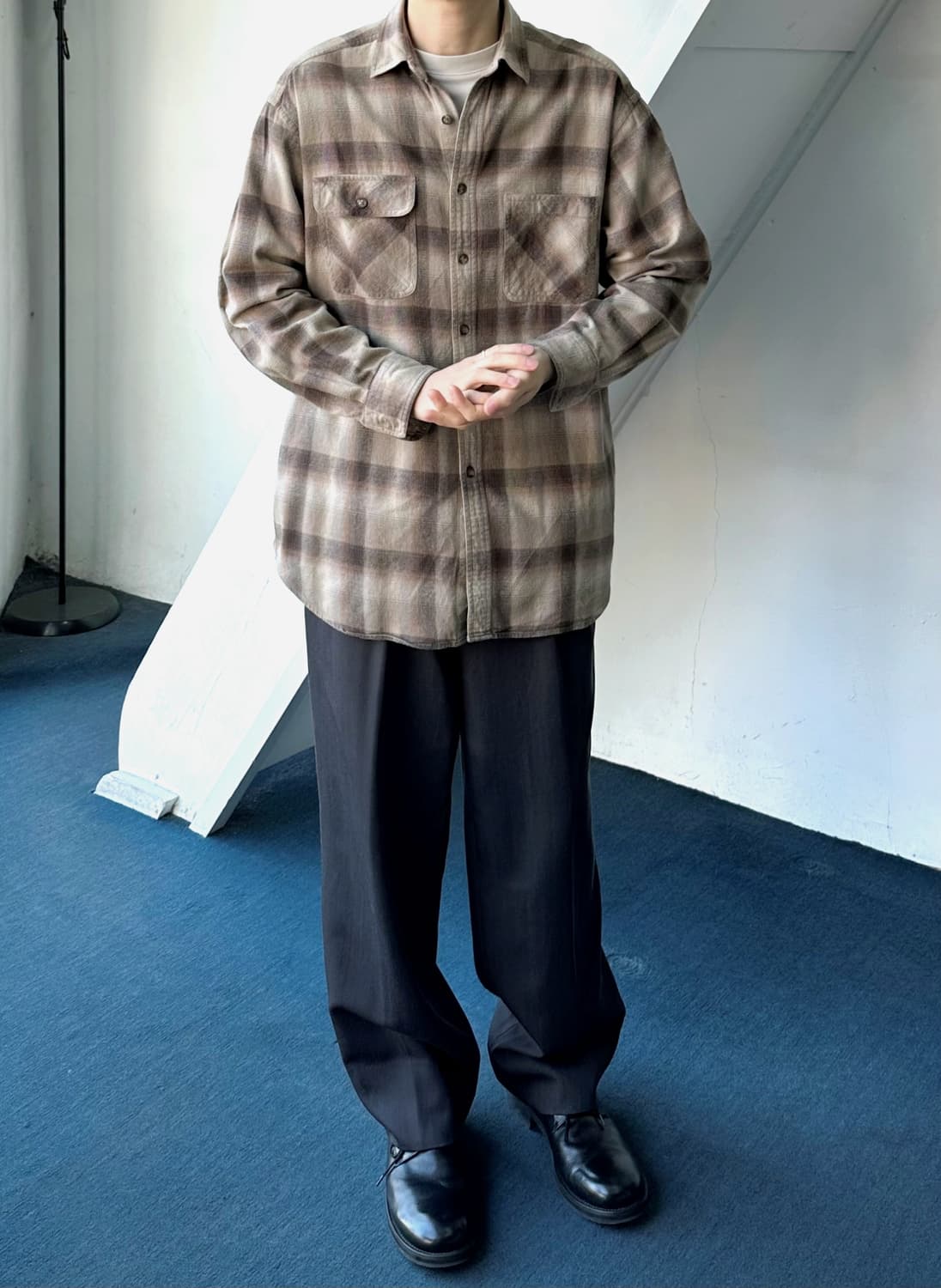 Cotton woven nel check shirt 상품이미지8