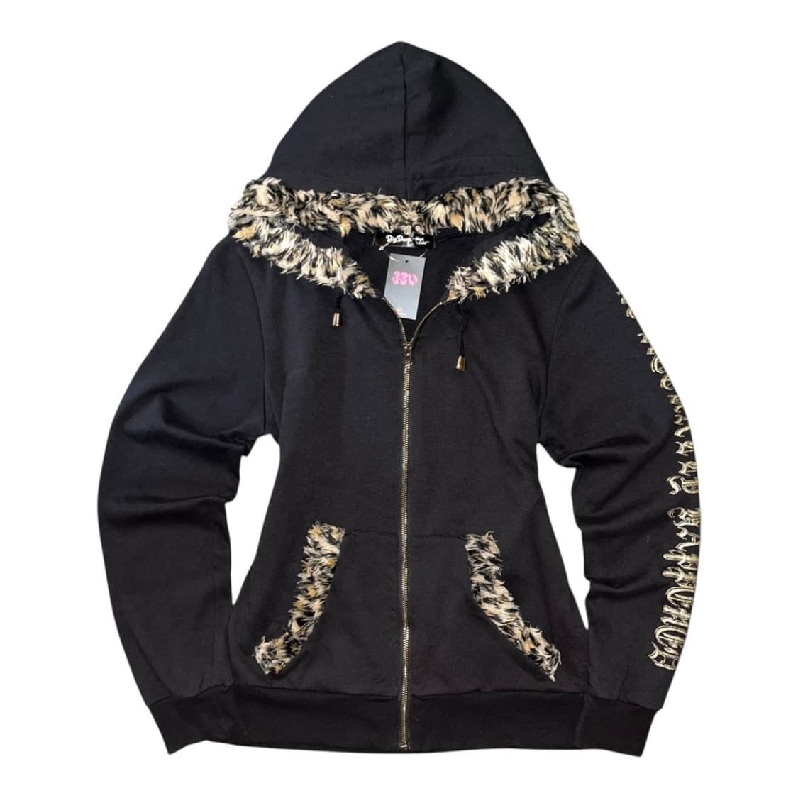 디그딥 빈티지 갸루 오네갸루 레오파드 호피 퍼 후드집업 후집 상품이미지1