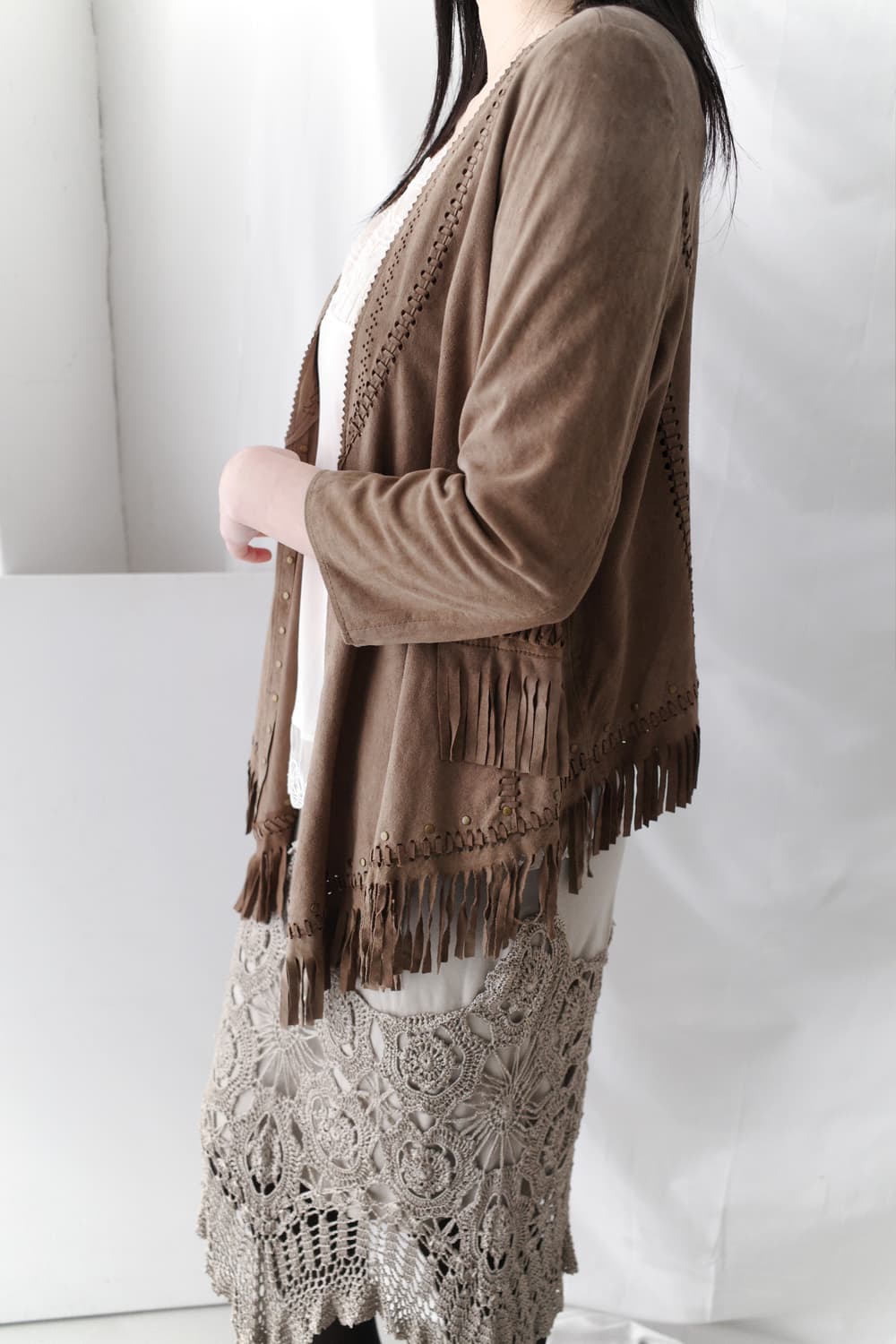 suade fringe snap jacket 상품이미지7