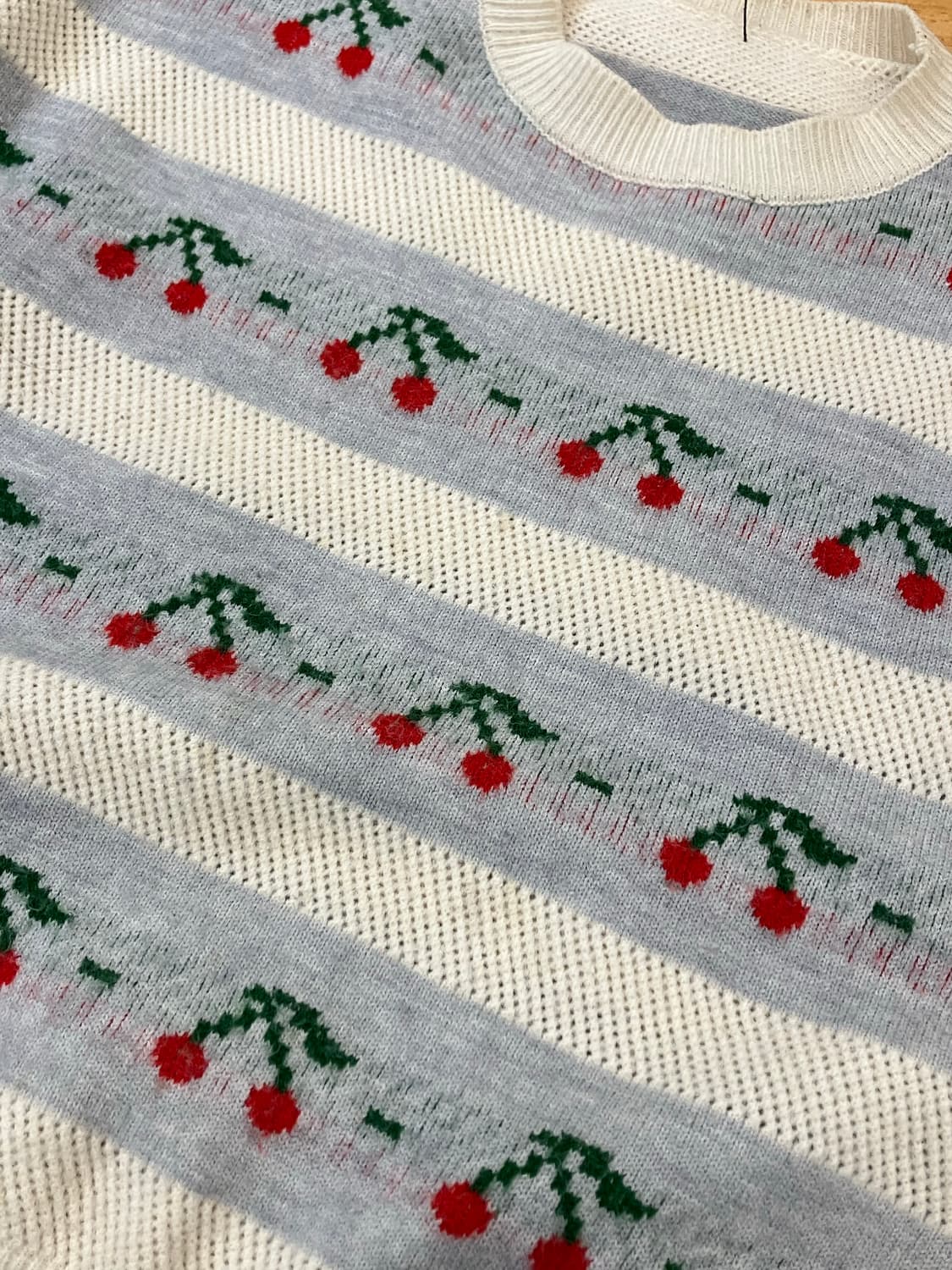 빈티지 체리 패턴 니트 블루  #csz3180 상품이미지4