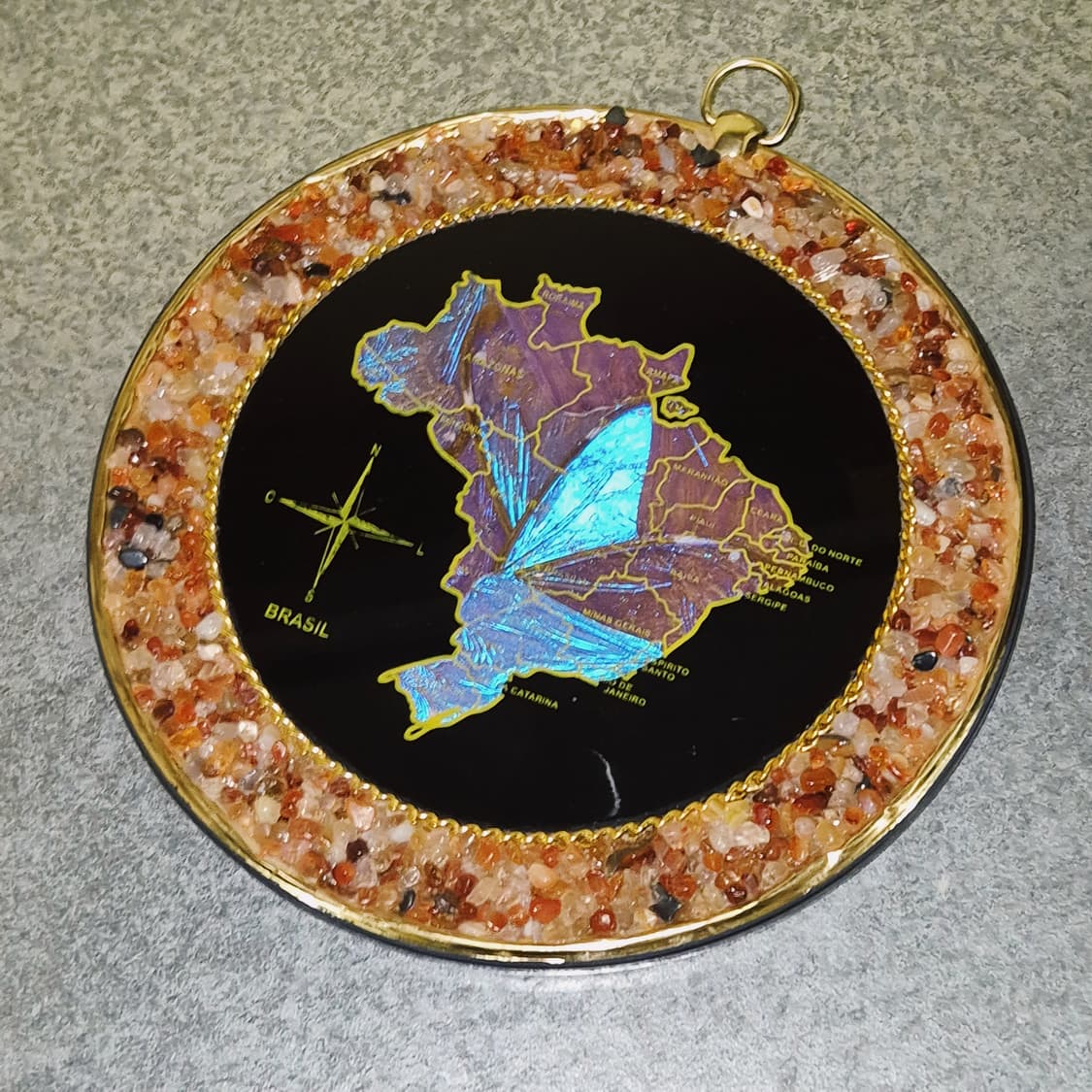 90s 브라질 모르포 나비 날개 천연석 장식 상품이미지6