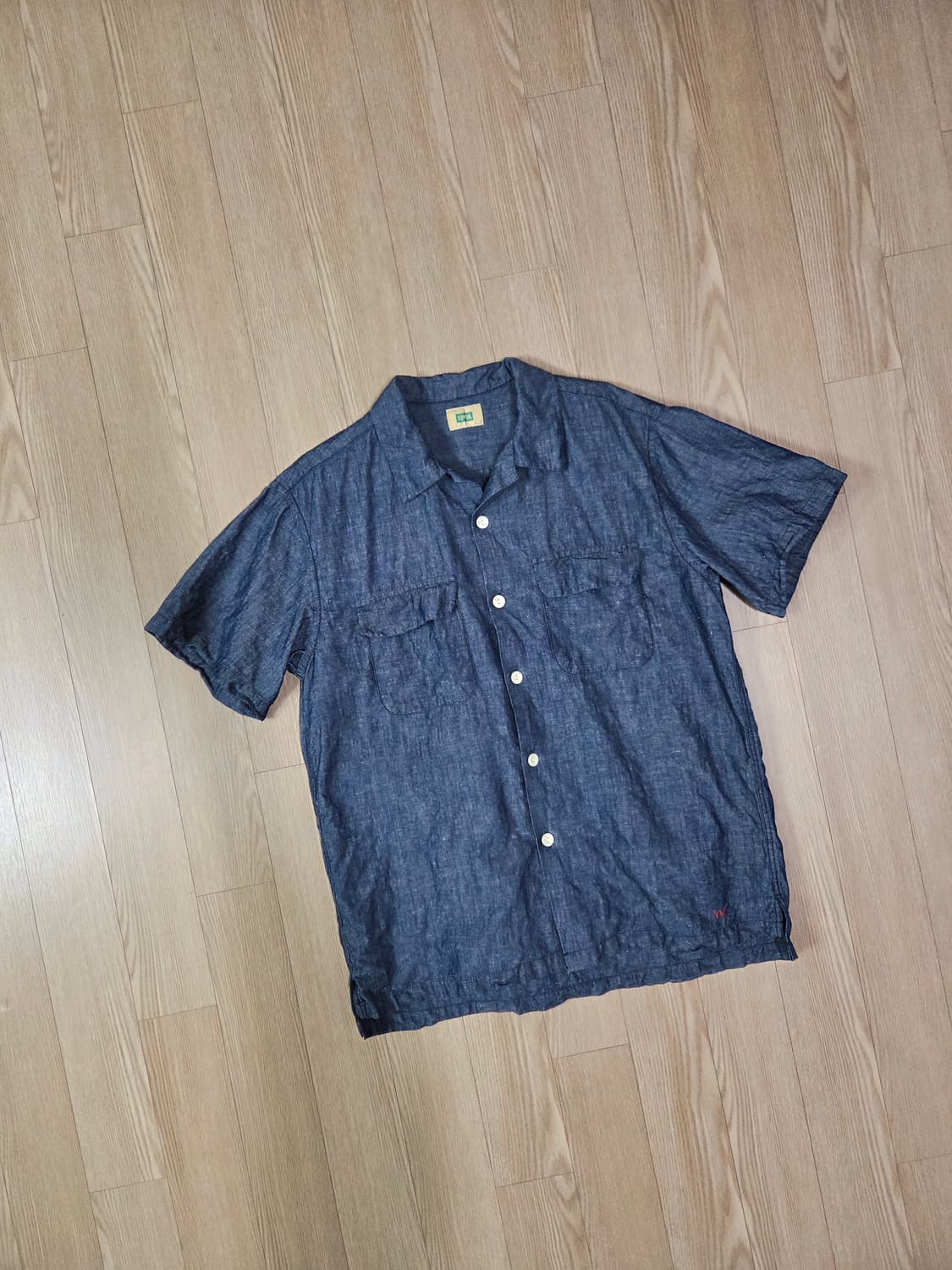 에드윈 리넨 코튼 블루 워시드 하프 셔츠 상품이미지5