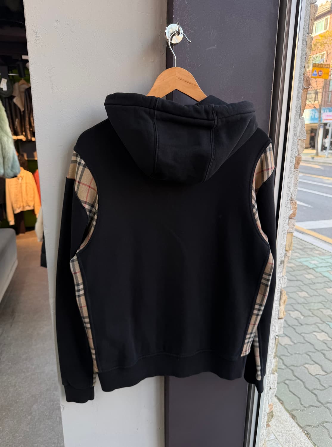 95~100/ 버버리 체크 패널 신형 후드집업 상품이미지8