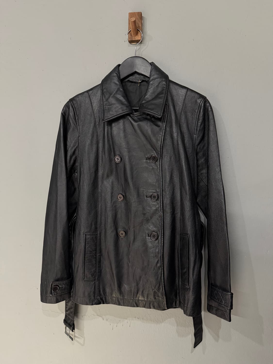 double button strap detail leather jk  상품이미지6