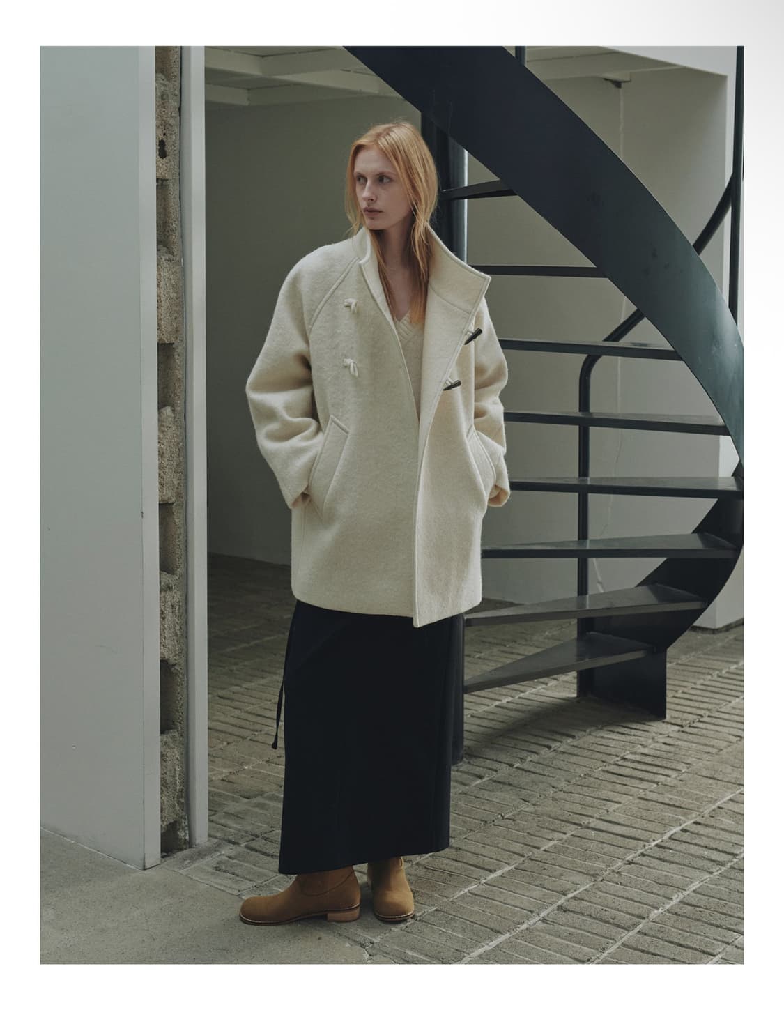 프롬웨얼 울 더프 하프코트 아이보리 상품이미지5