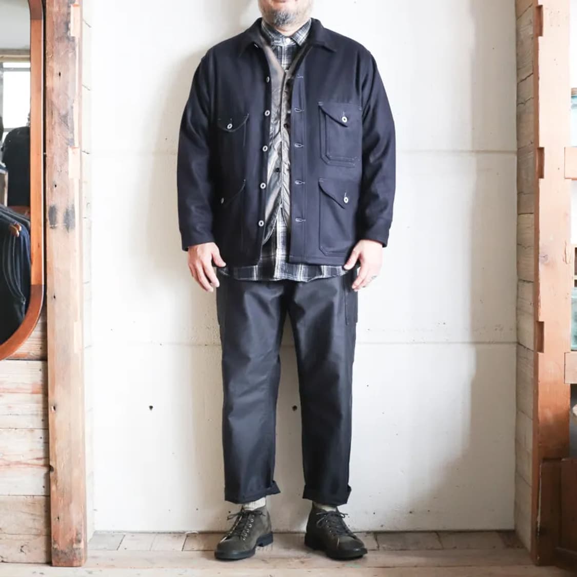 포스트오버롤즈 크루저 멜튼울 자켓 블랙 L사이즈 Postoveralls 상품이미지4