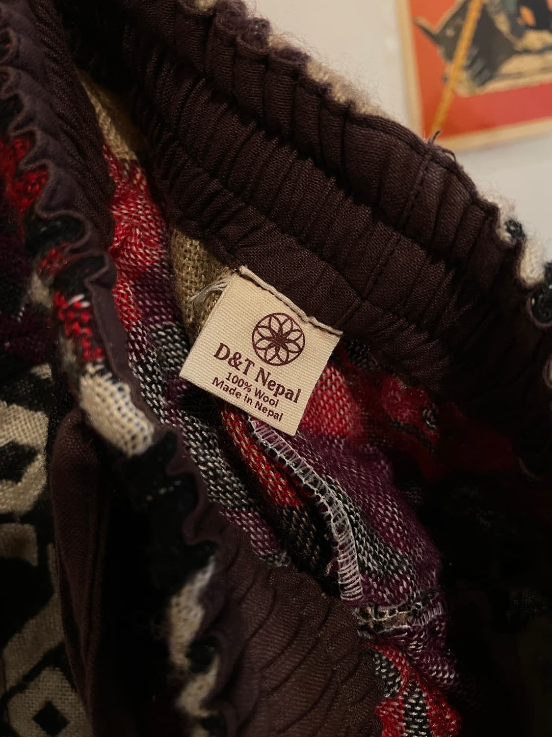 이카트 스타일 트라이벌 패턴 블랙 울 사루엘 팬츠 오리엔탈 히피 상품이미지5