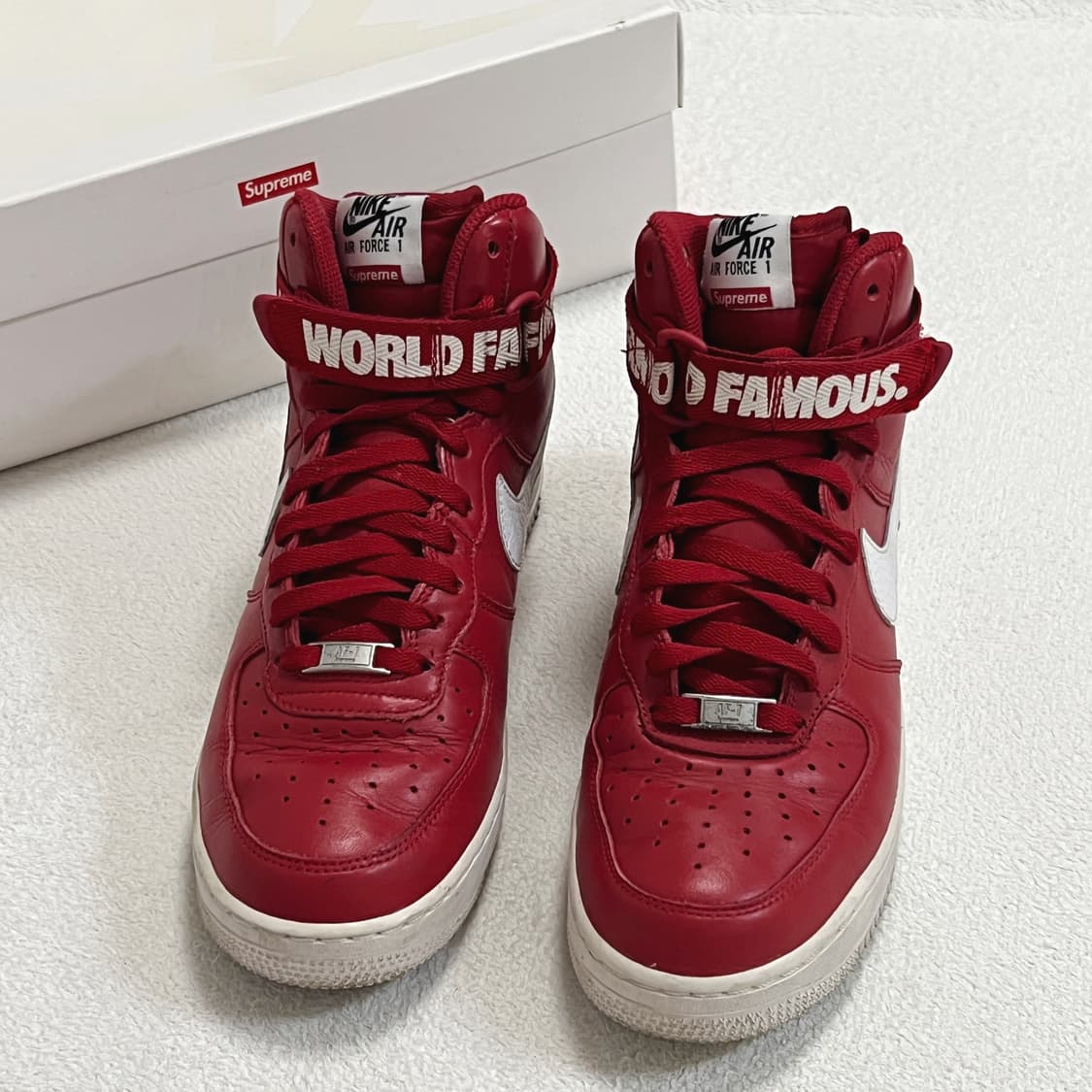 나이키 x 슈프림 에어포스1 하이 월드 페이머스 레드 상품이미지2