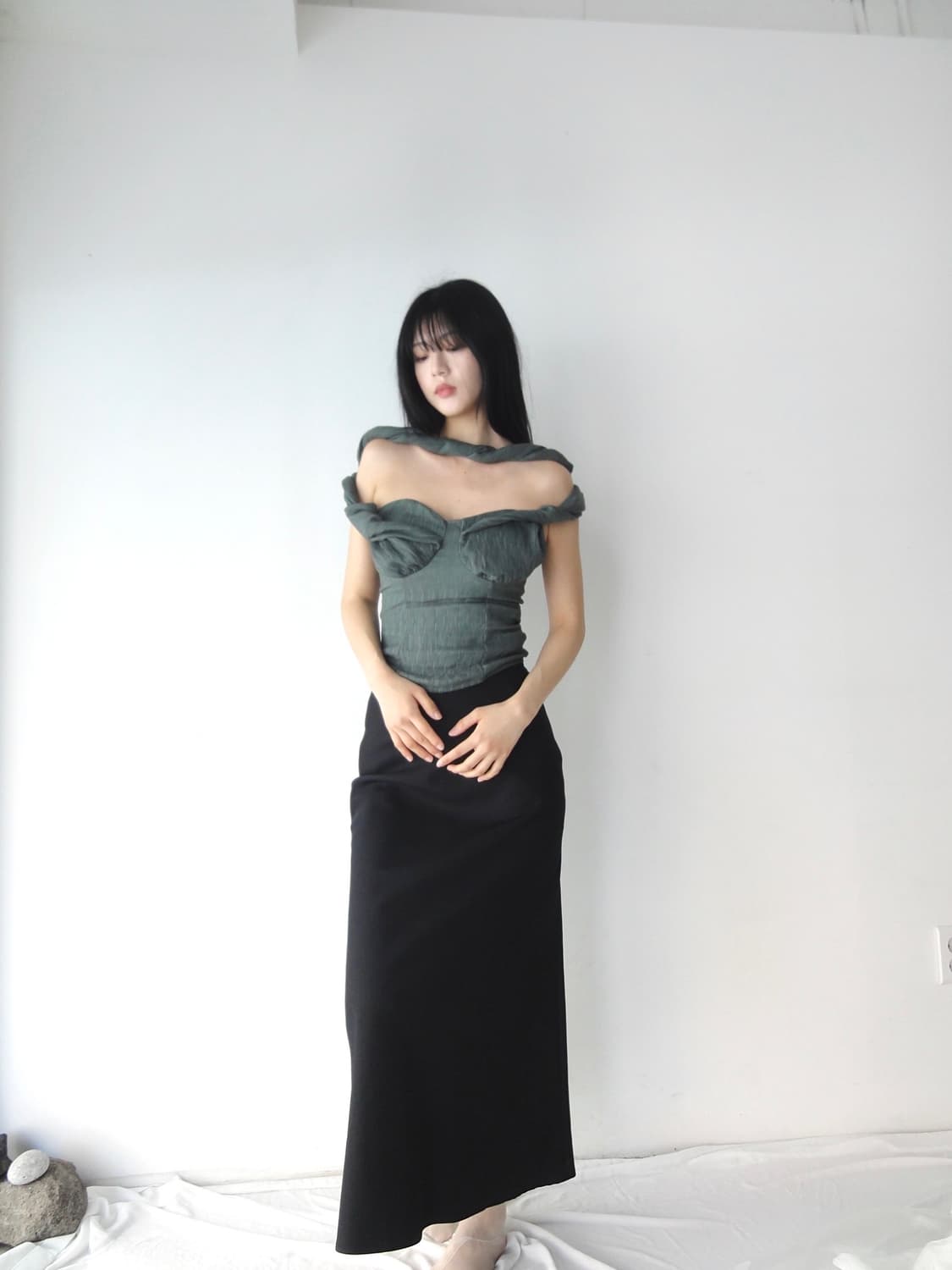 Twist drape corset sleeveless / mint 상품이미지7