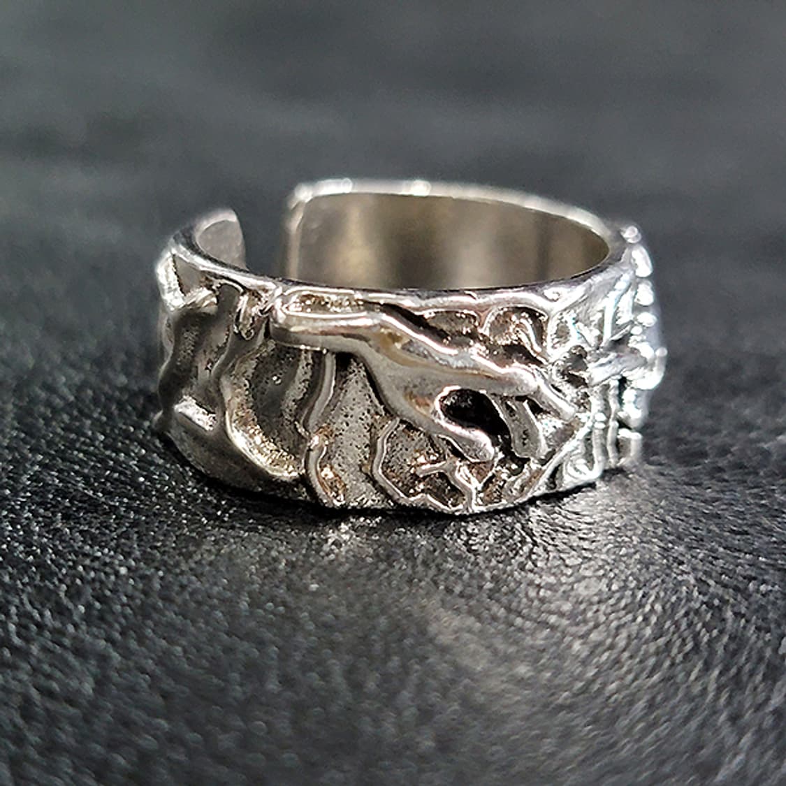 Preach 백동 남자 엔틱 빈티지 명품 조형 텍스쳐 손가락 반지 상품이미지2