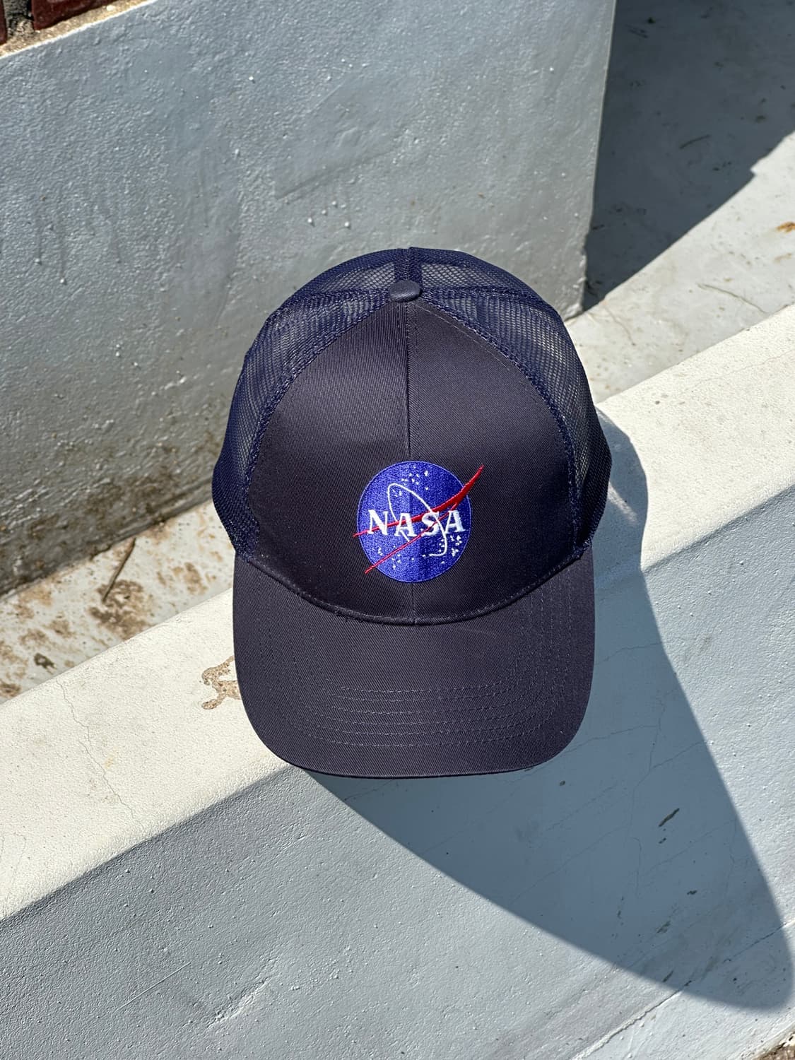 [F] NASA 나사 로고 네이비 메쉬 트러커 볼캡 모자 상품이미지1