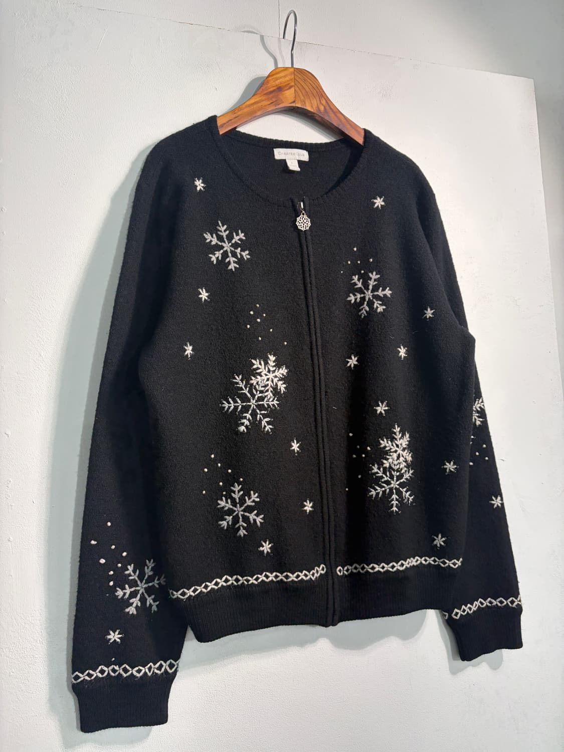 울 100% 눈송이 니트집업 wool 100% 상품이미지3