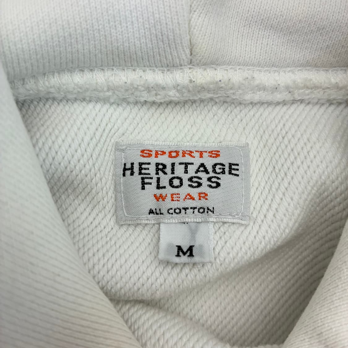 Heritage floss  헤리티지 플로스 코튼 화이트 후드티 상품이미지4