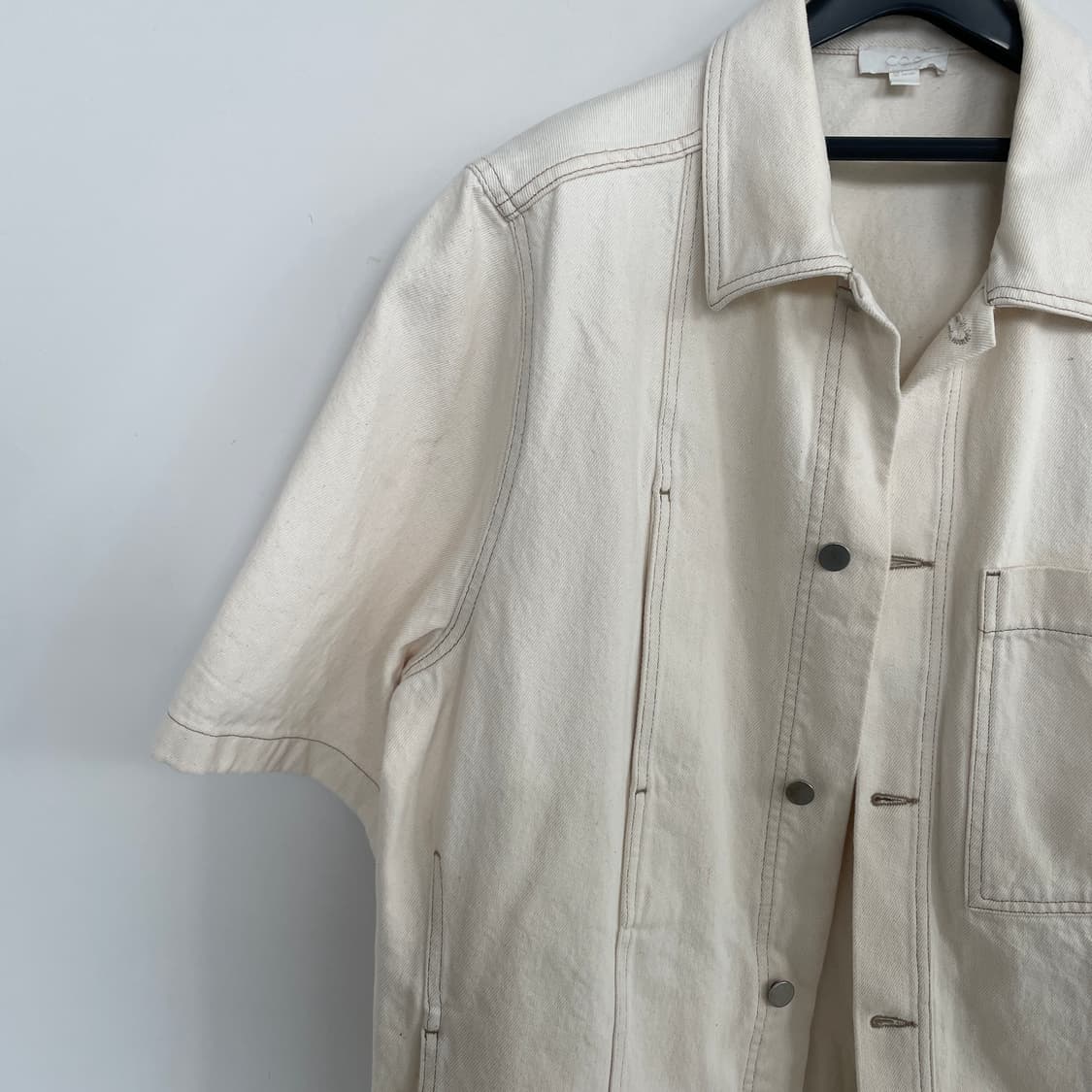 코스 아이보리 아이보리 데님 반팔 오버핏 아우터 셔츠 상품이미지6