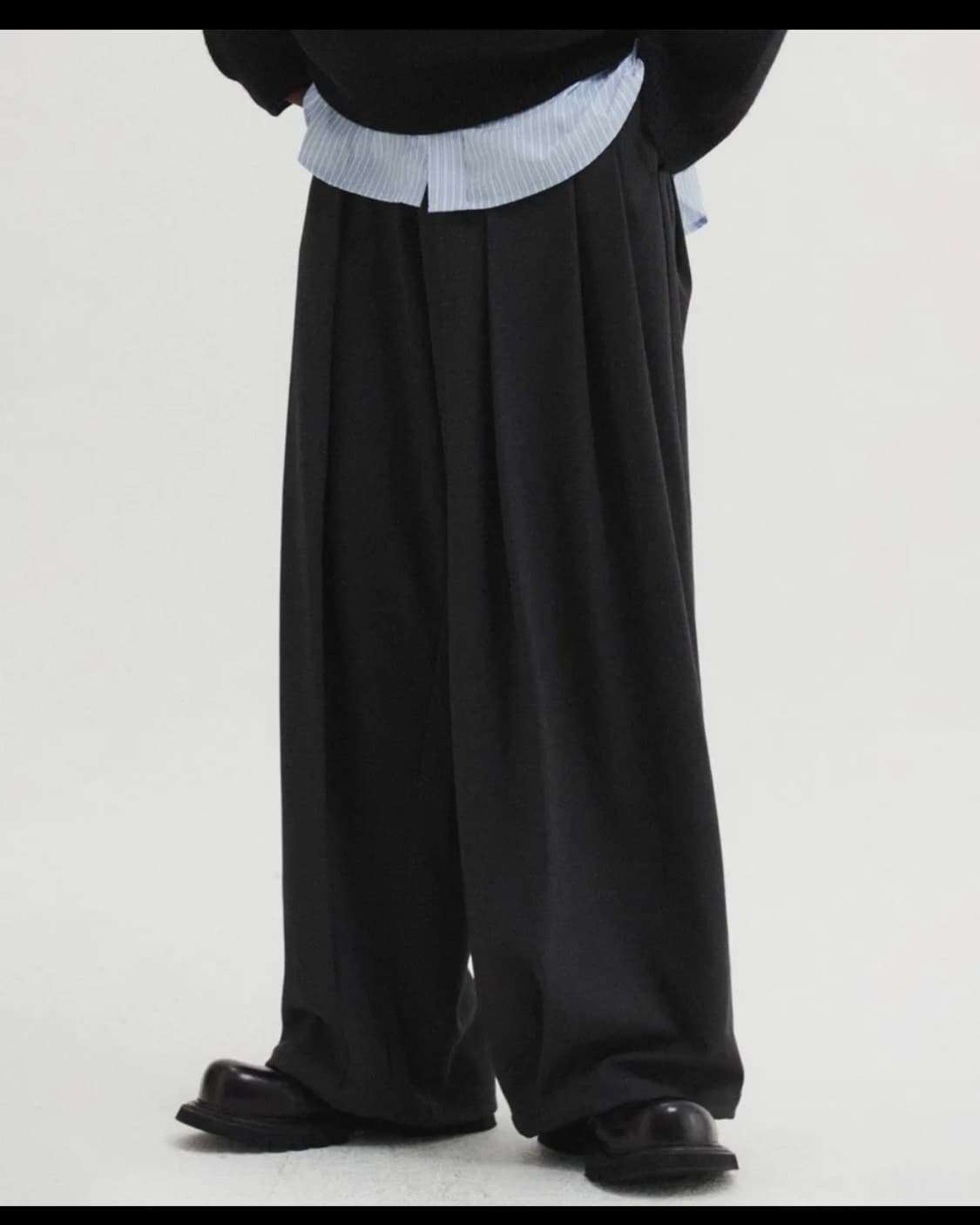 DNSR 멀티 플리츠 와이드 슬랙스 차콜 상품이미지2