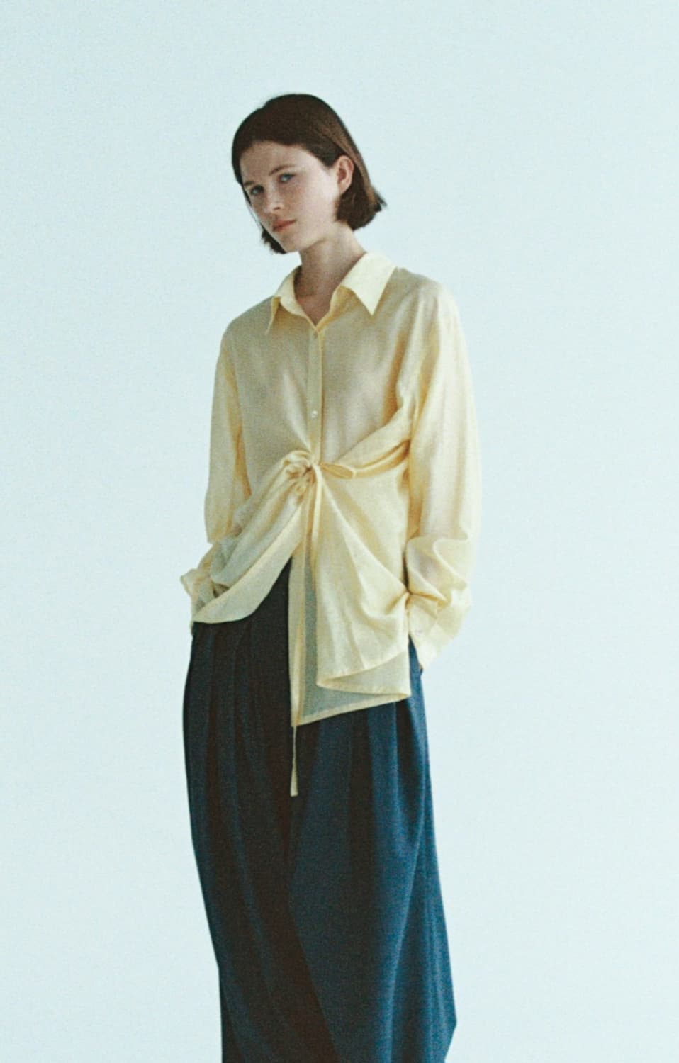 새상품) 에핑글러 WRINKLE TENCEL SHIRTS 옐로우 S 상품이미지2