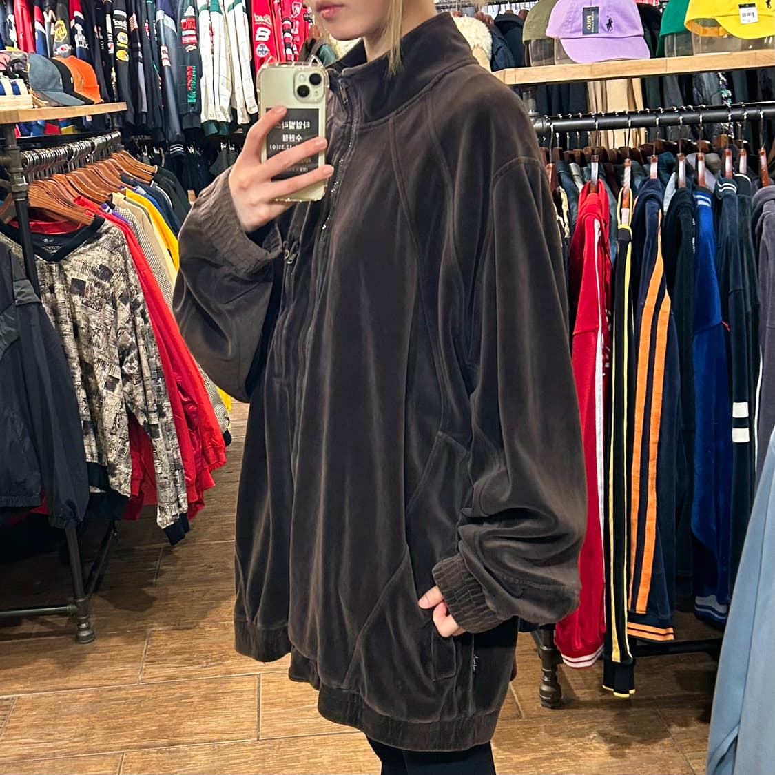 [HI] VTG 벨벳 집업 브라운  상품이미지4