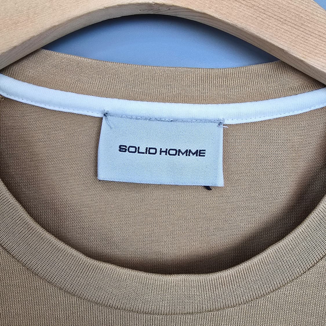 솔리드옴므 SOLID HOMME 베이직 코튼 반팔 티셔츠 베이지 110 상품이미지5