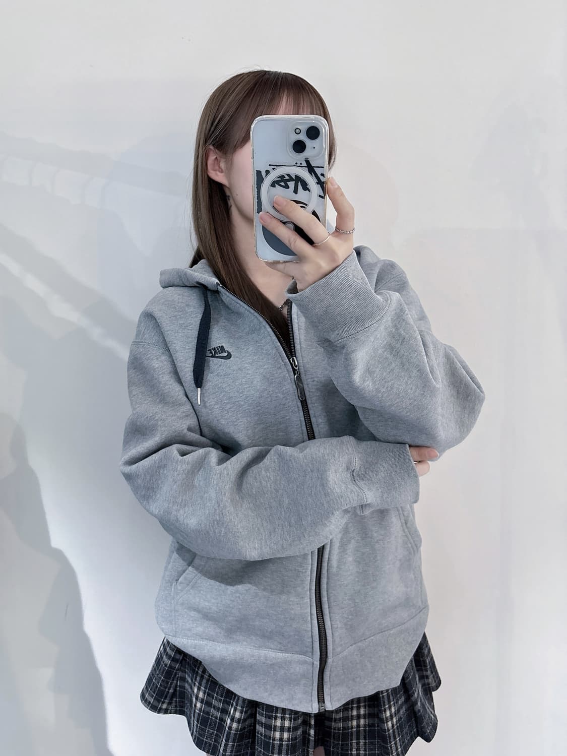 나이키 00‘s 그레이 헤비스웻 스우시 후드집업 상품이미지2