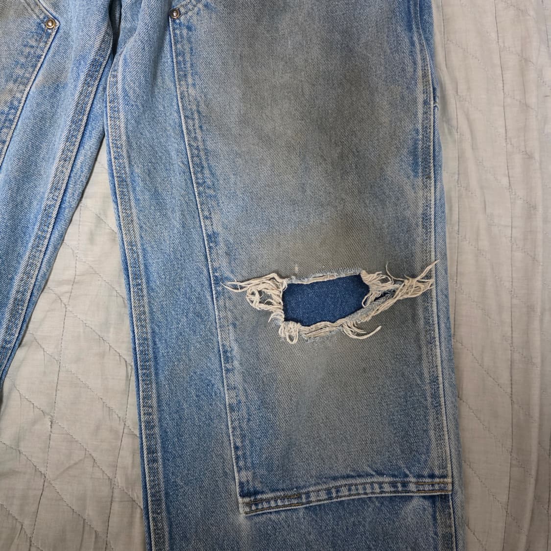 [34X32] 빈티지 칼하트 더블니 B73 DST 데님팬츠 헬 트래쉬드 상품이미지2