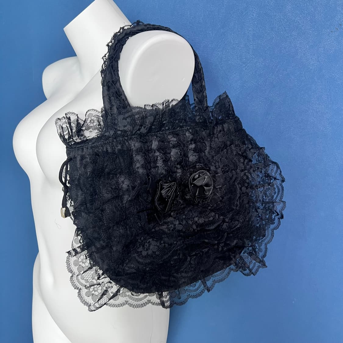 레이스 블랙 빈티지 가방 상품이미지2