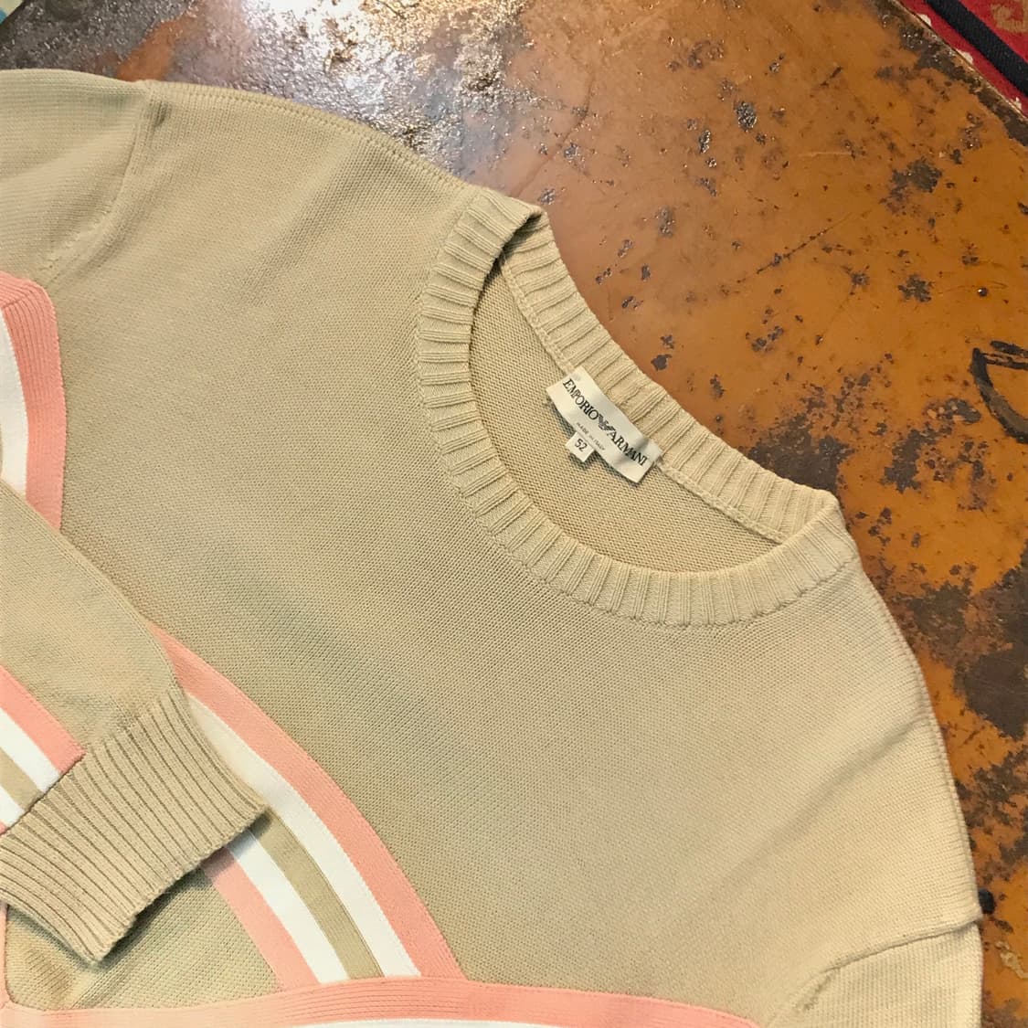 아르마니 베이지 코튼 니트 남성 102 105 여성 프리사이즈  상품이미지3