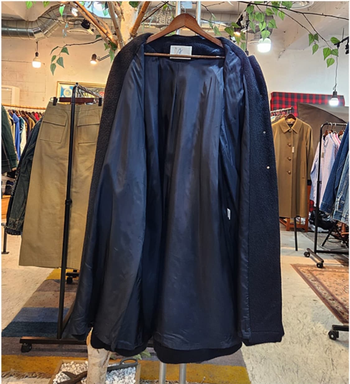 일본판 A compagno 도톰한 알파카 오버핏 블랙 롱 코트 상품이미지7