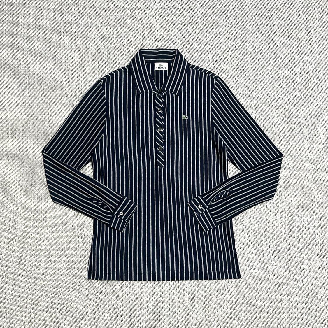 [L] Lacoste 라코스테 우먼즈 스트라이프 긴팔 카라티 상품이미지2