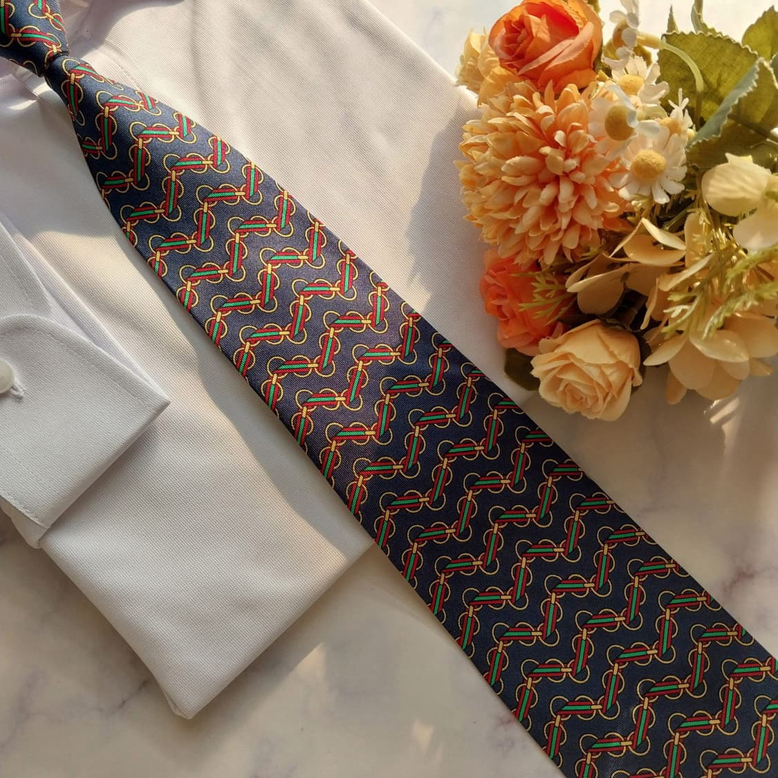 아테스토니 실크 네이비 체인 패턴 넥타이 9.5cm A+등급 k1913
 상품이미지6