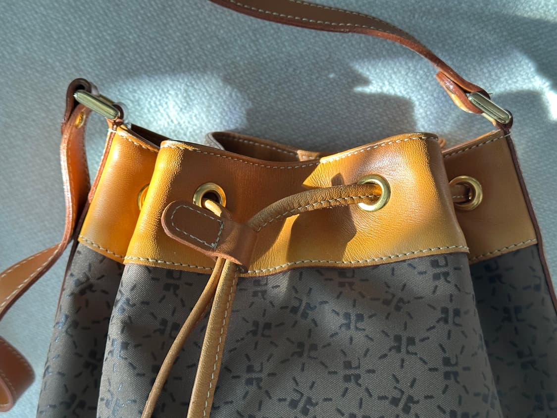 꾸레쥬 빈티지 패턴 카멜 복조리 버킷백 상품이미지3