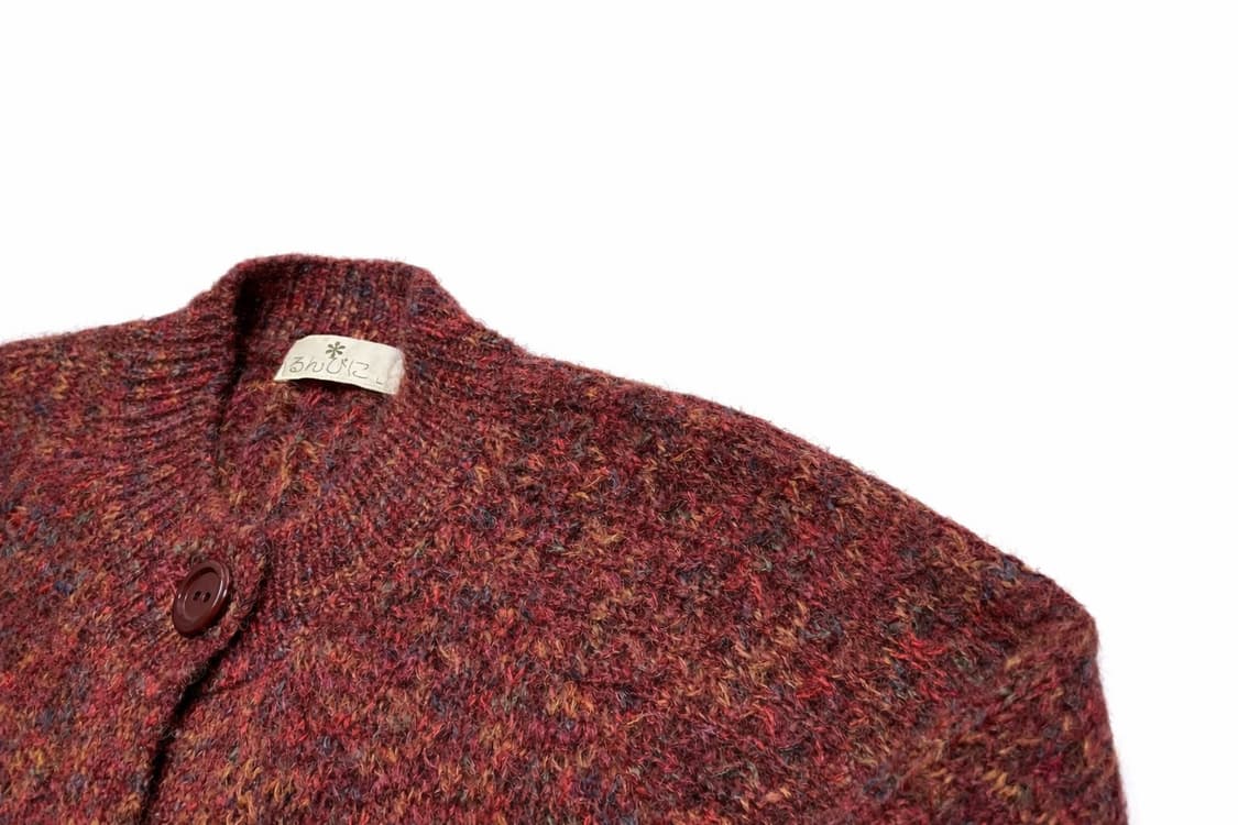JPN 90s 일본 빈티지 버건디 멀티컬러 니트 가디건 L 상품이미지3