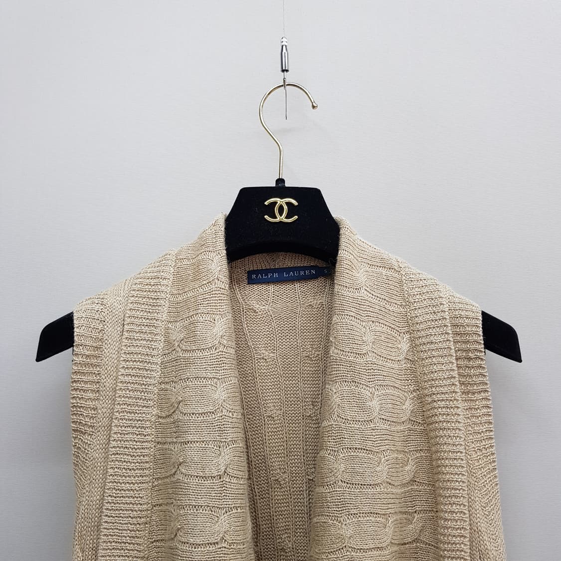 폴로 랄프로렌 케이블 니트 숄카라 롱 베스트 S사이즈 상품이미지2