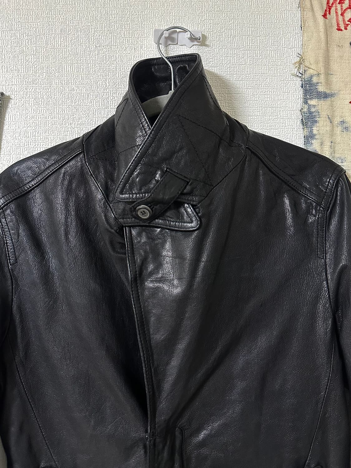 Goatskin Structured Lapel Leather Jacket 상품이미지6