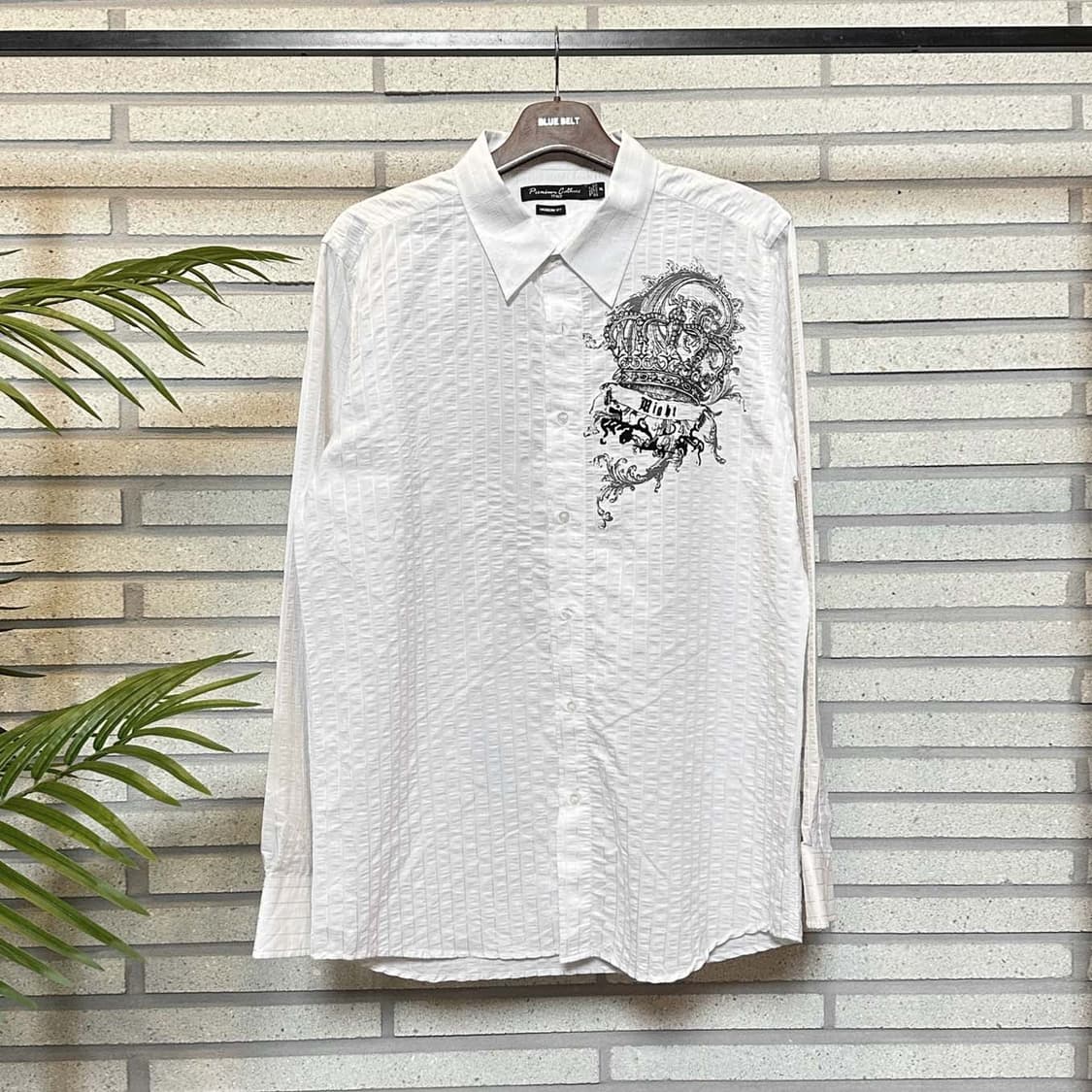 ITALY VINTAGE 셔츠 엠보 텍스쳐 그래픽 프린트 디테일 화이트 상품이미지2