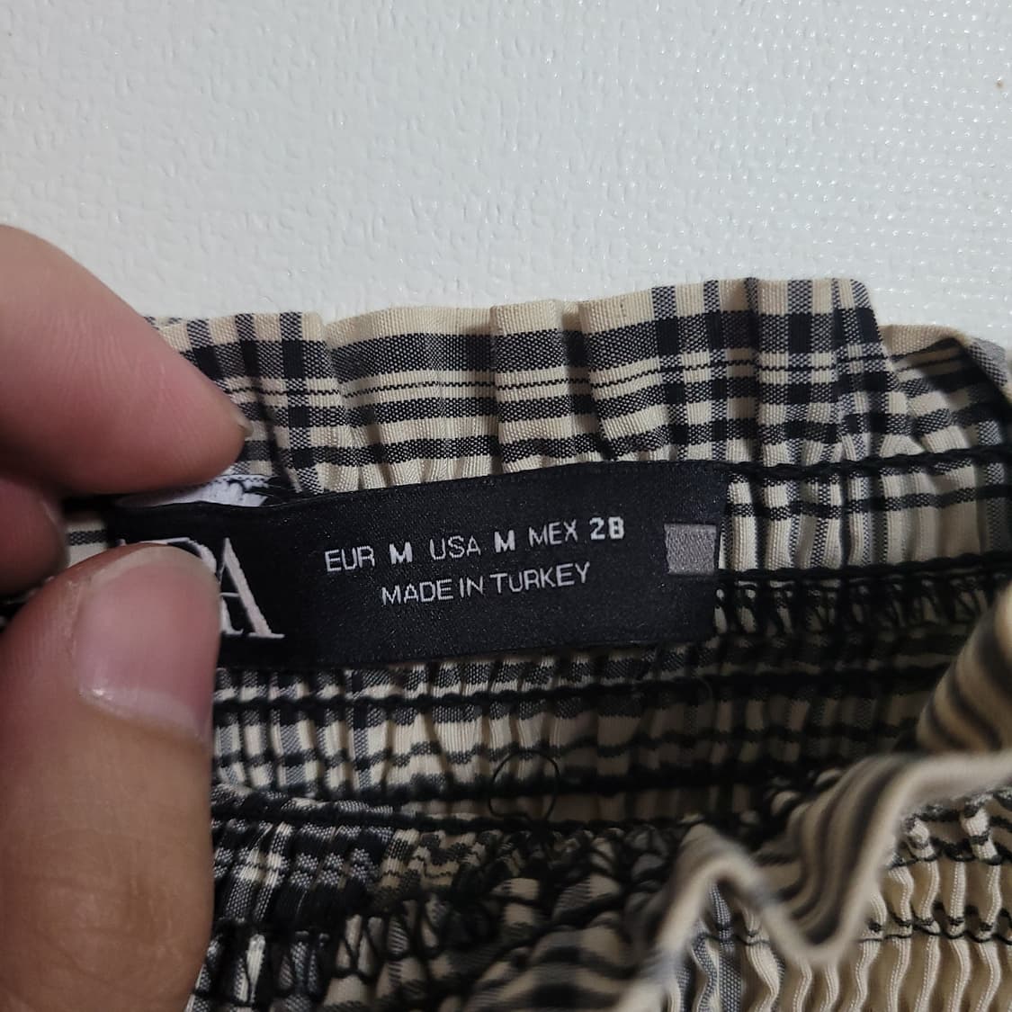 (M) ZARA 자라 스퀘어넥 체크 셔링 블라우스 상품이미지2