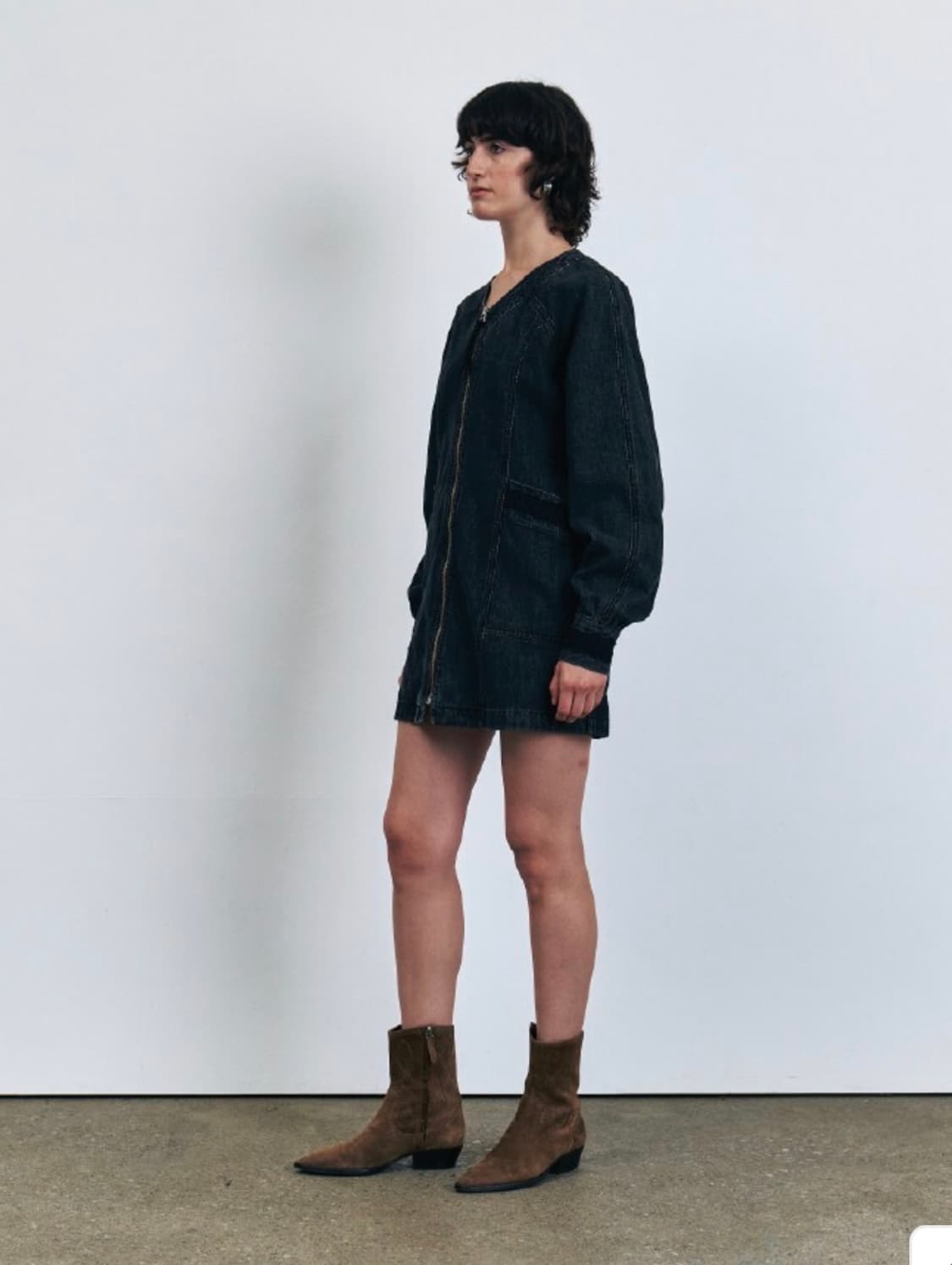 새상품 KUME 쿠메 흑청 집업 원피스  상품이미지2