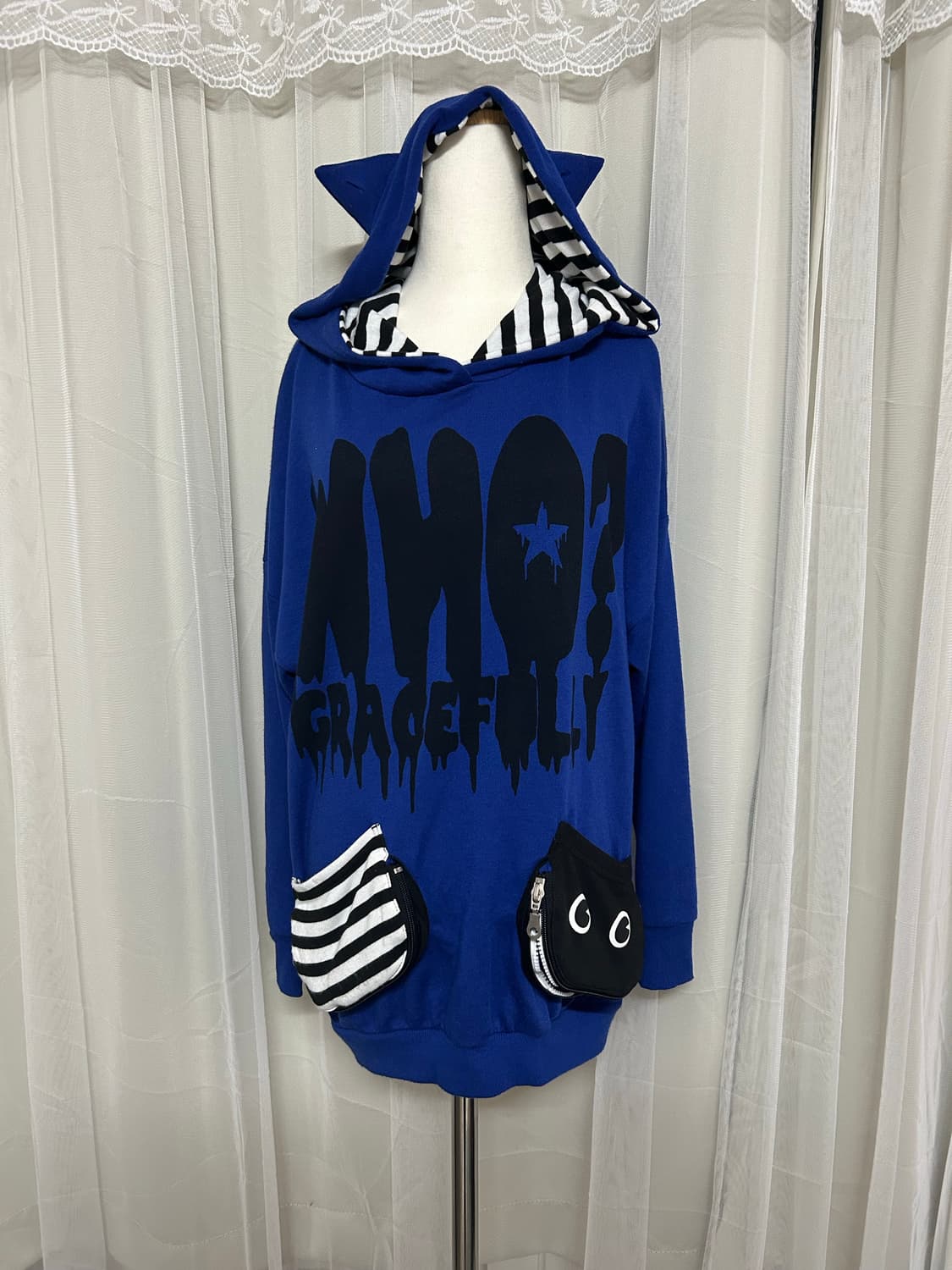 펑크 네코미미 오버핏 후드티 상품이미지1