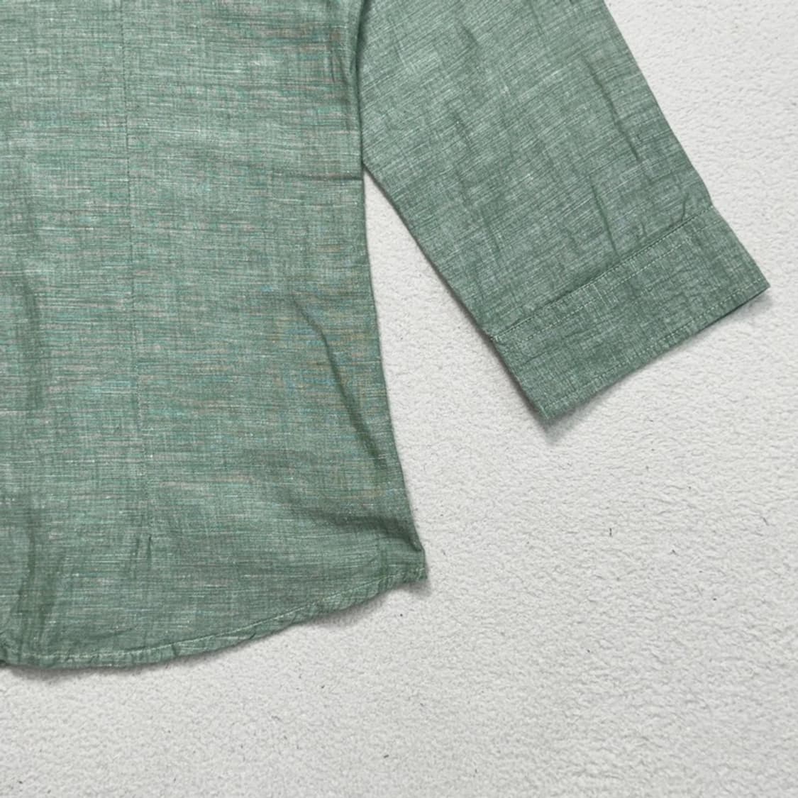 LACOSTE 린넨 100% 7부 셔츠 그린 상품이미지3